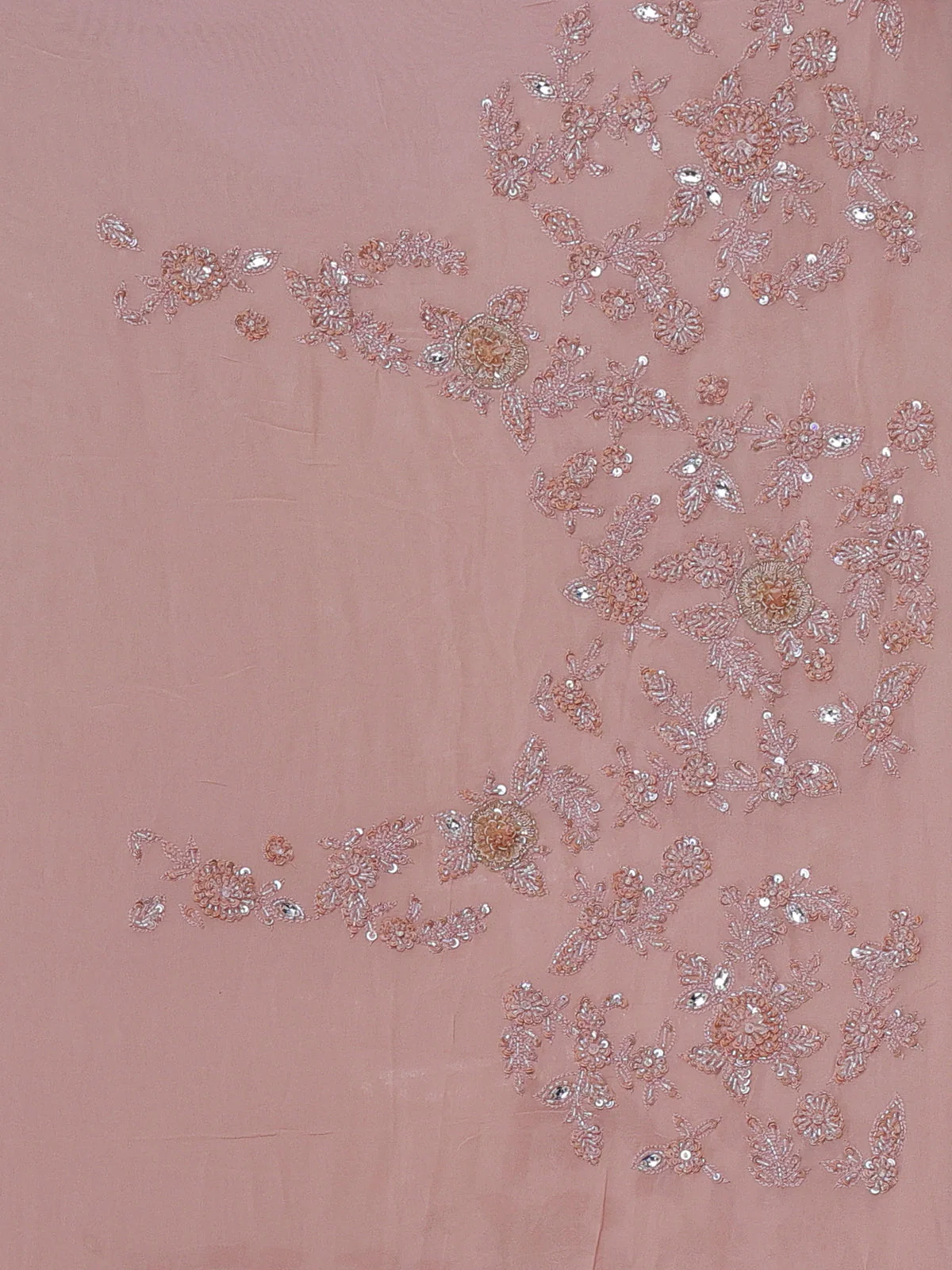Peach Georgette Sequins Saree - Image 4