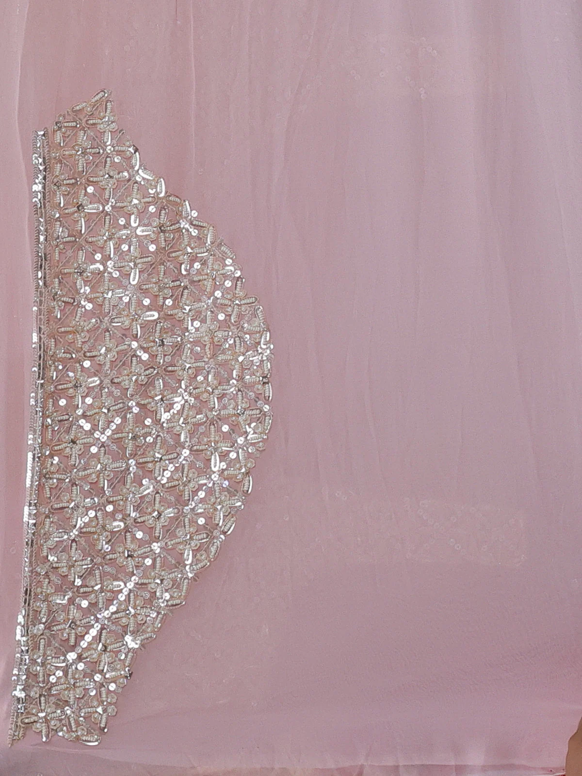 Peach Georgette Sequins Saree - Image 4