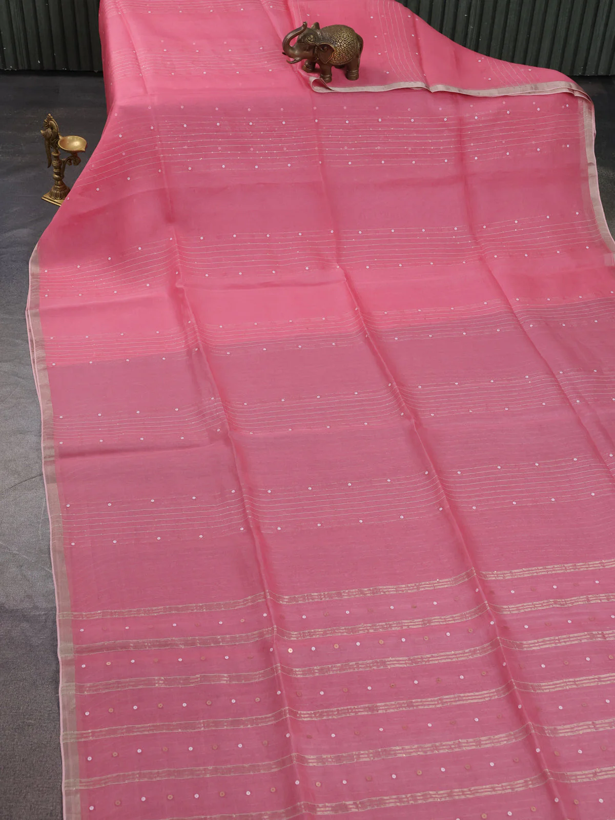 Peach Muslin Organza Saree - Image 2