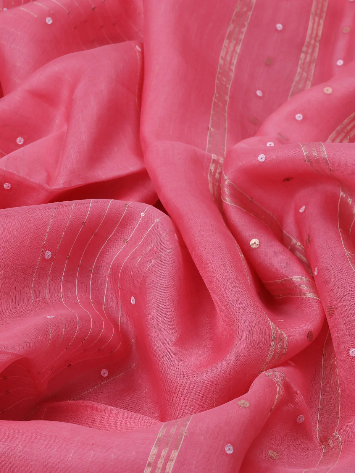 Peach Muslin Organza Saree - Image 3