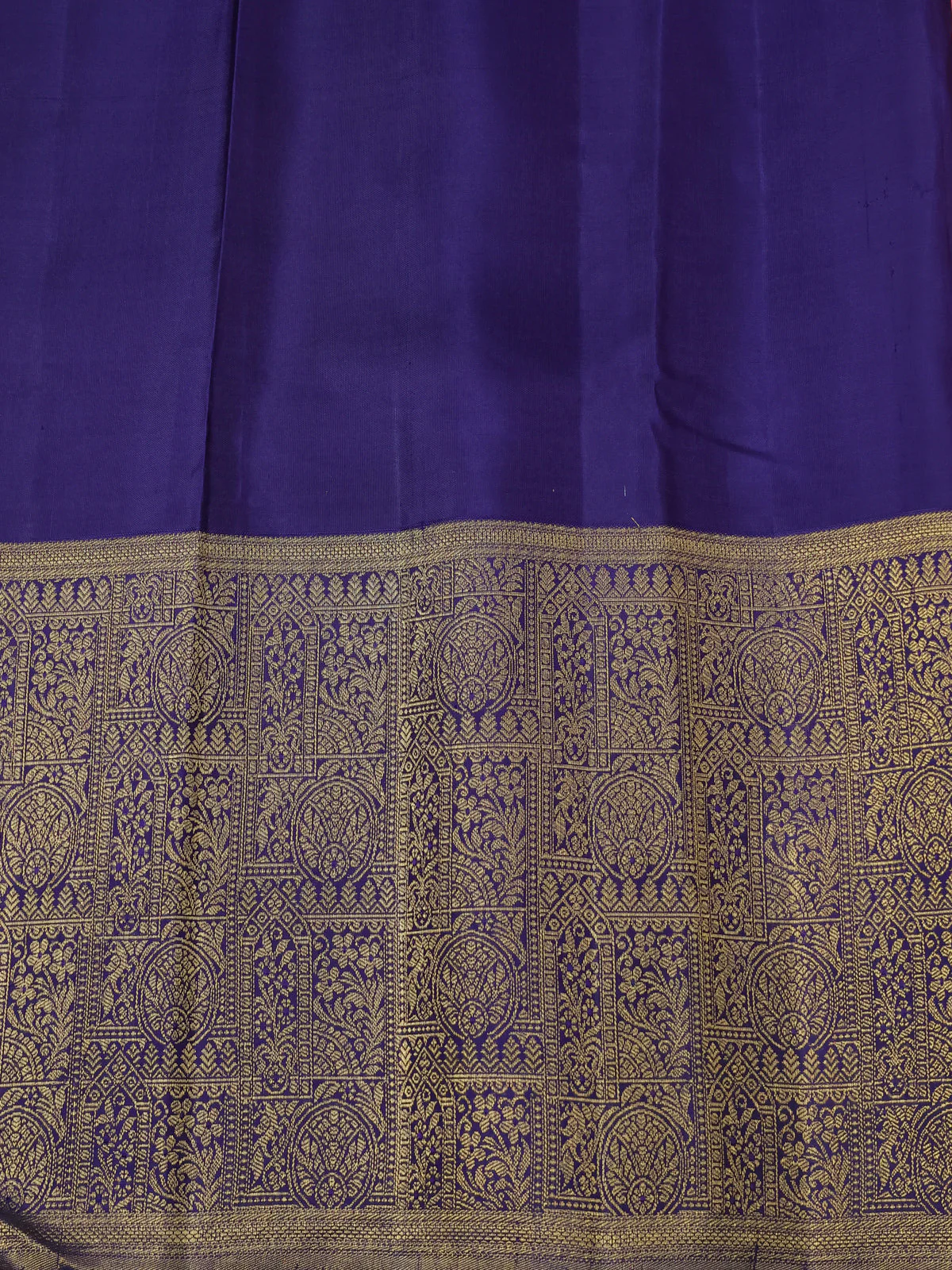 Peach - Navy Blue Pure Kanchipuram Silk Saree - Image 4