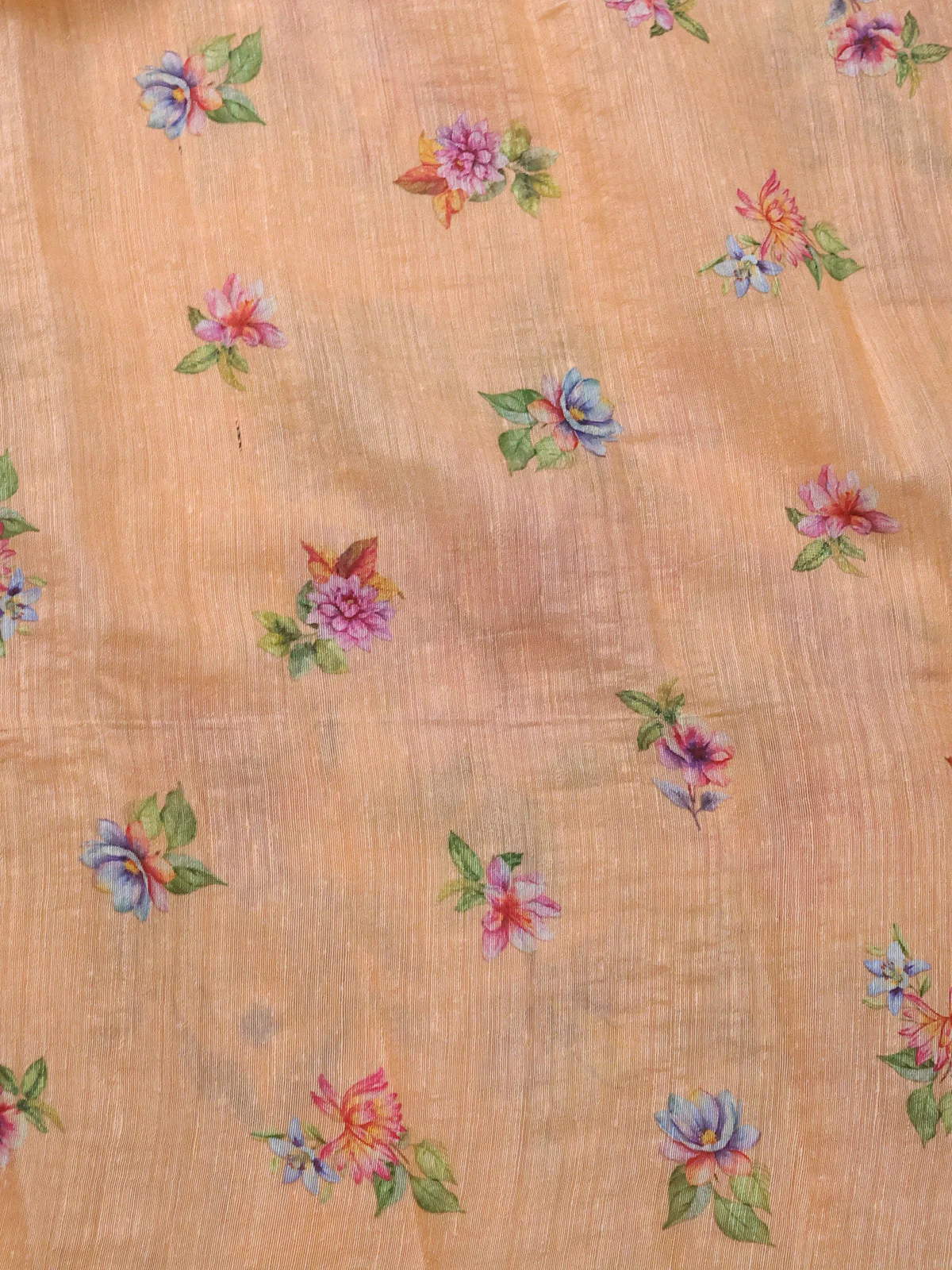 Peach Orange Organza Silk Saree - Image 4