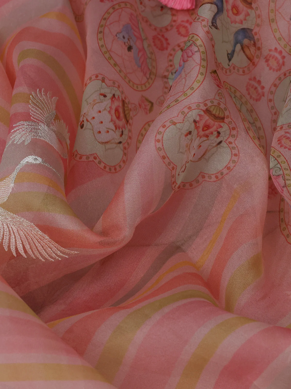 Peach Organza Silk Saree - Image 3