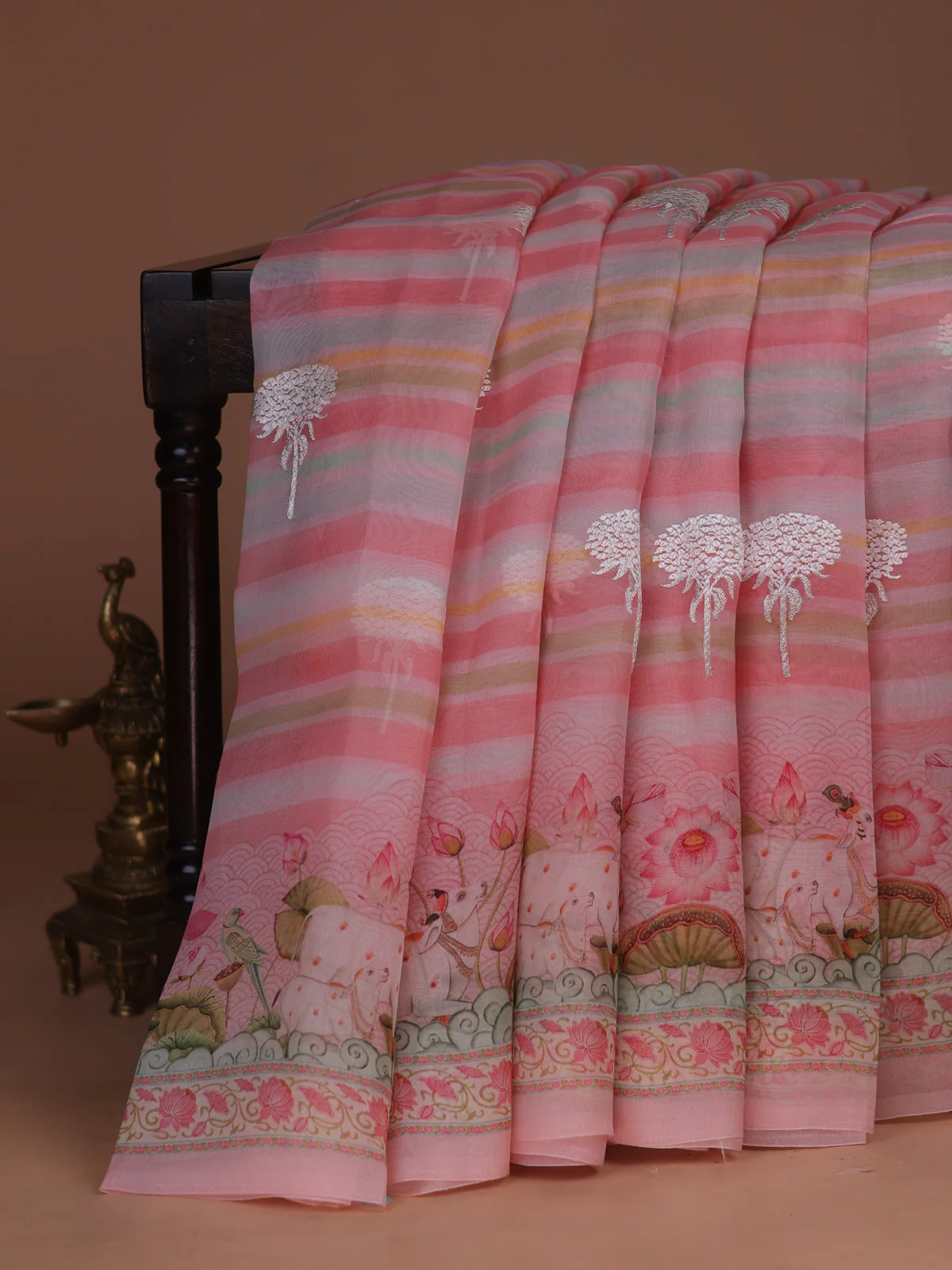 Peach Organza Silk Saree - Image 2