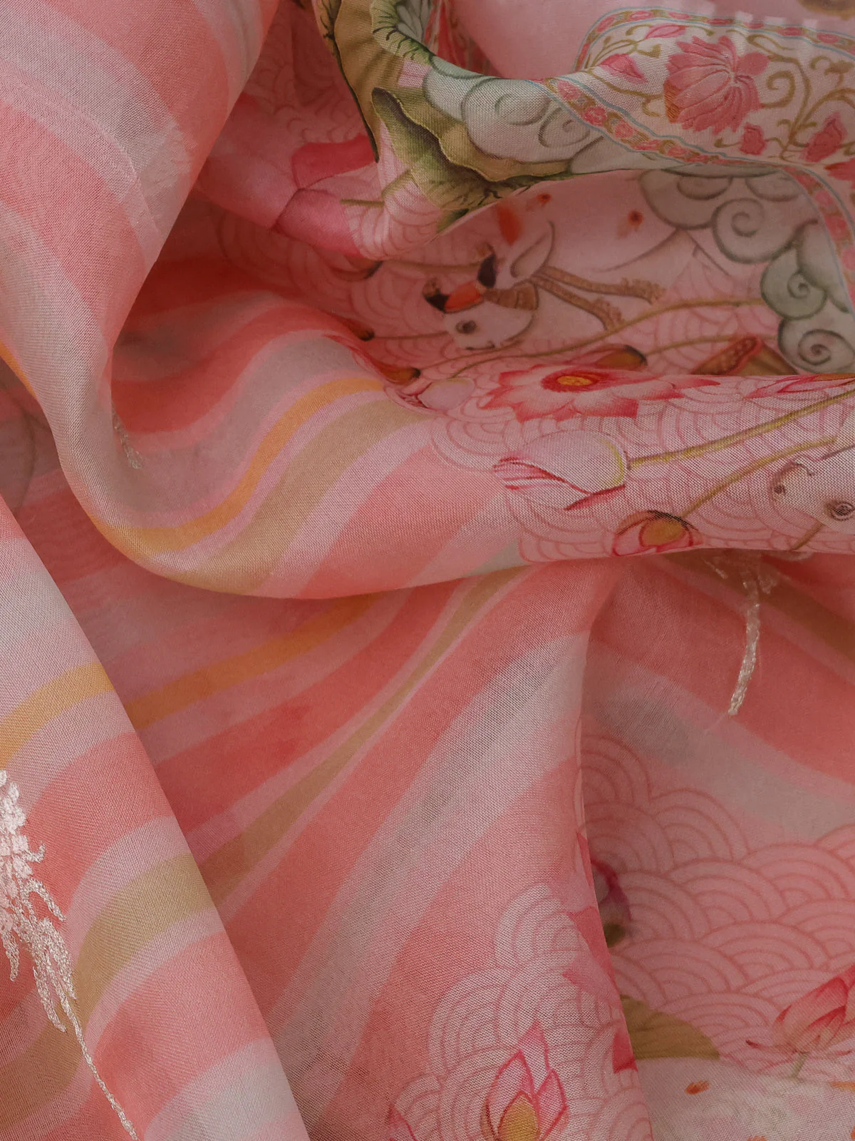 Peach Organza Silk Saree - Image 3