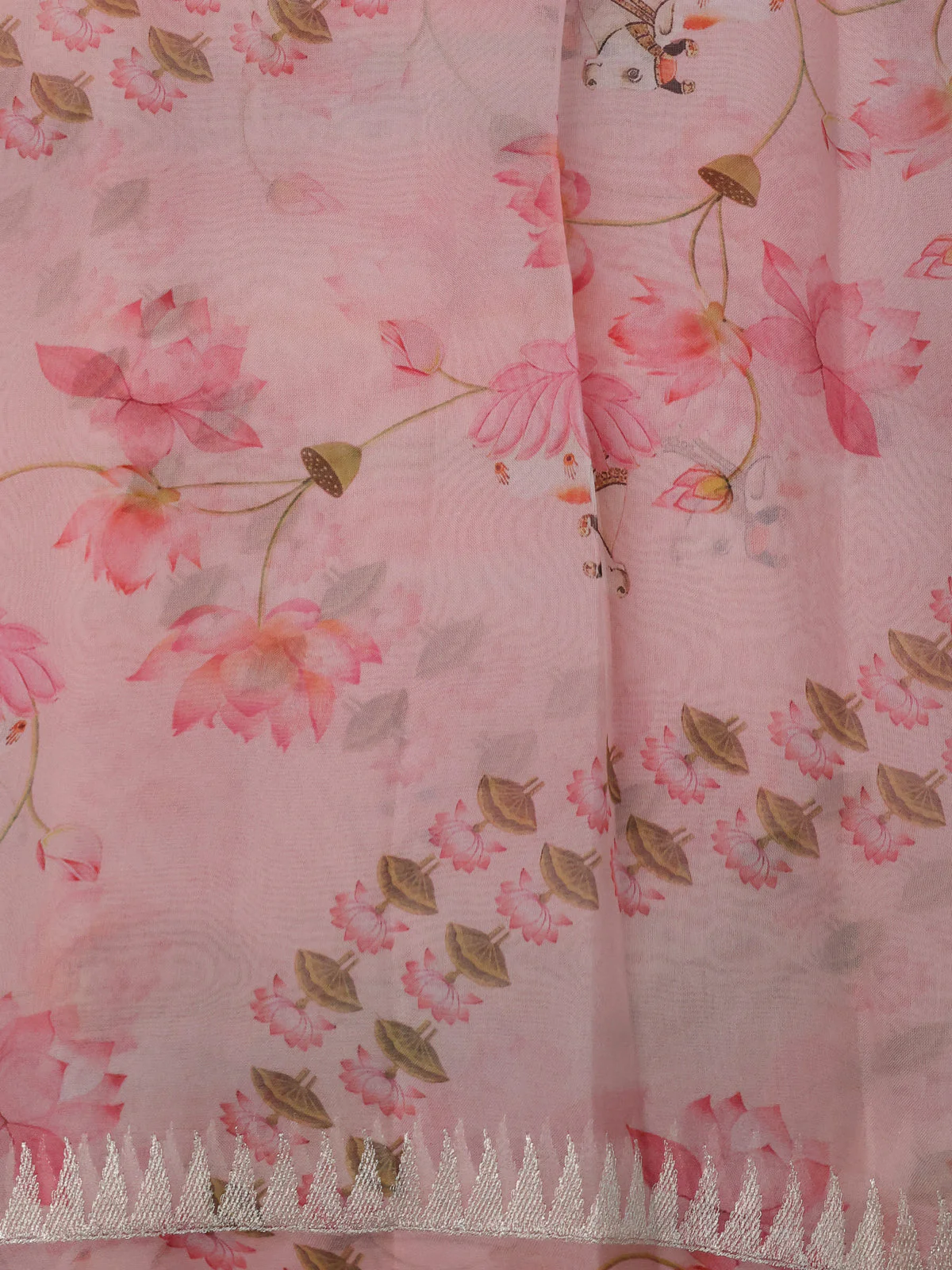 Peach Organza Silk Saree - Image 4