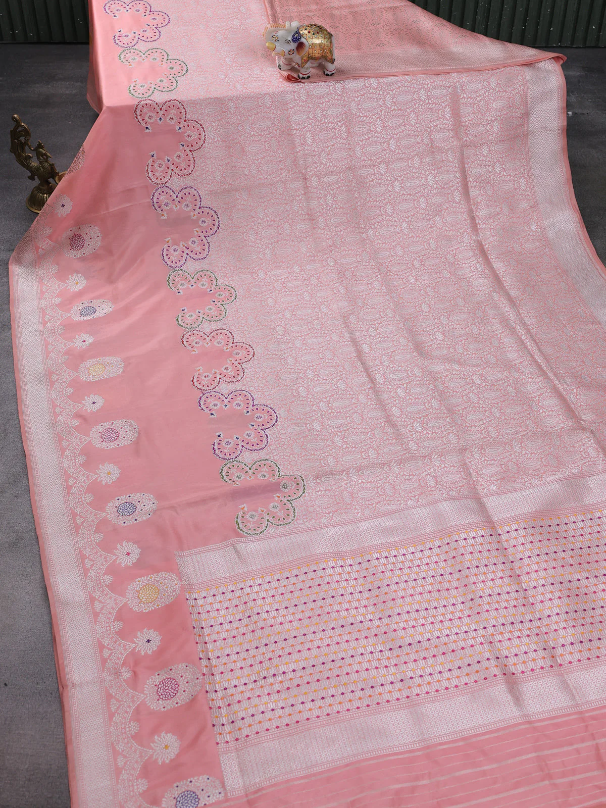 Peach Pink Banarasi Silk Saree - Image 2