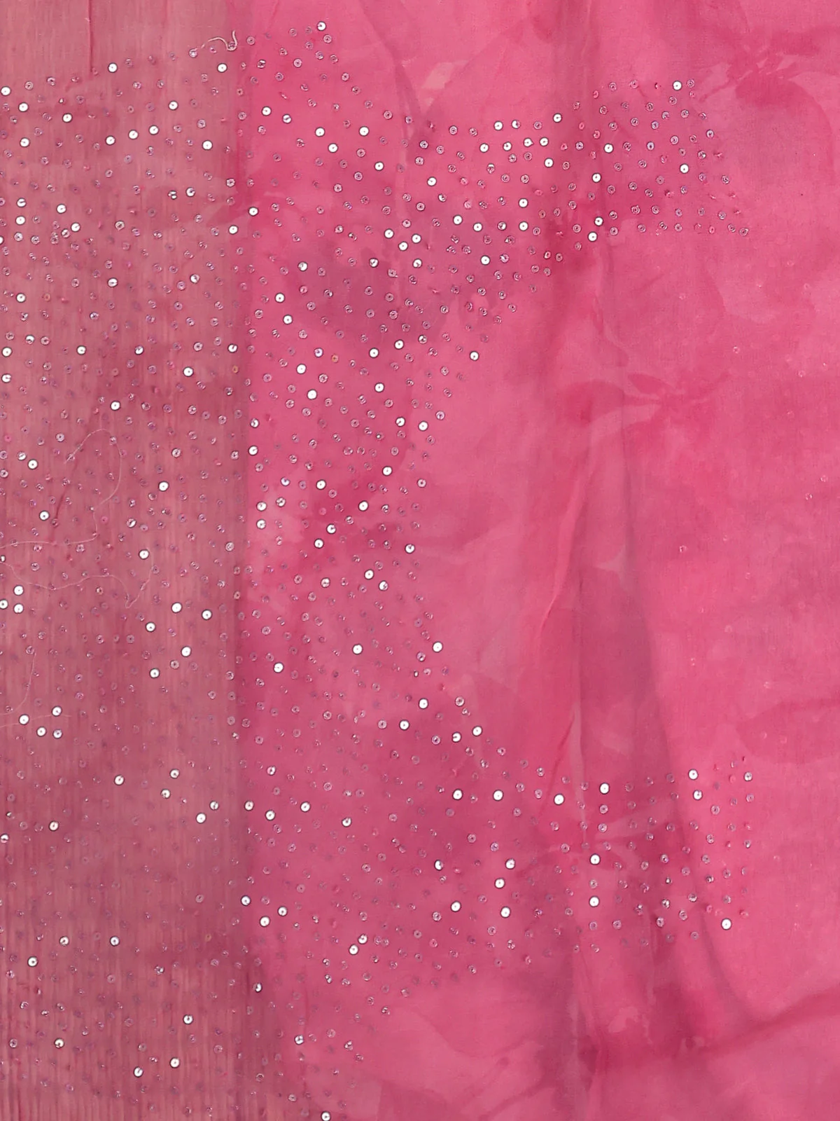 Peach Pink Georgette Sequin Embroidered Saree - Image 4