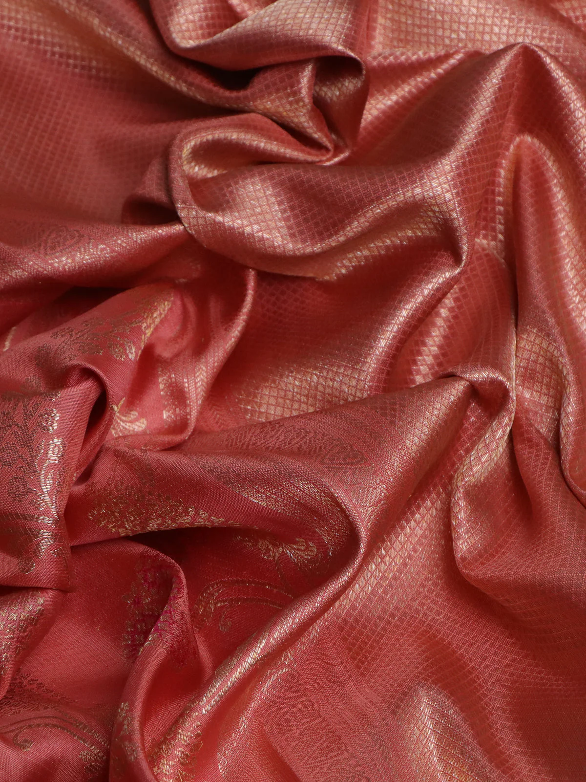 Peach Pink Kanchipuram Silk Saree - Image 3