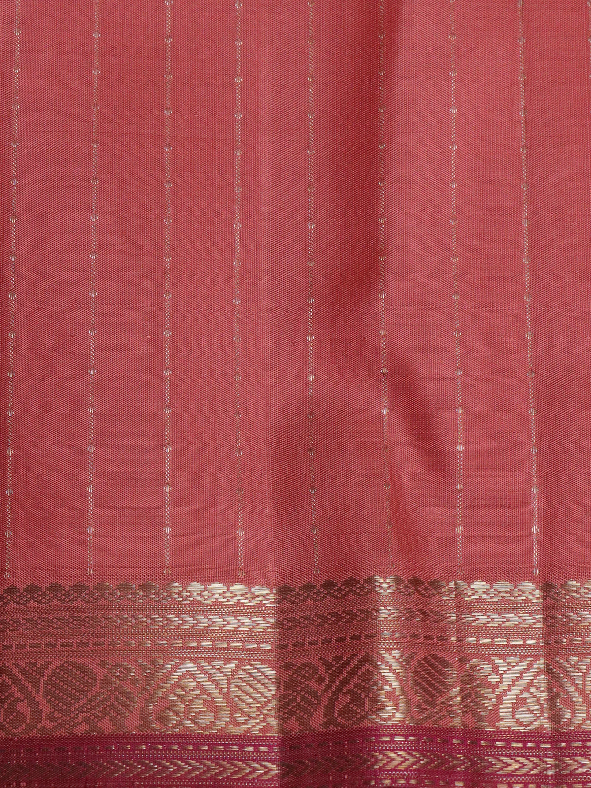 Peach Pink Kanchipuram Silk Saree - Image 4