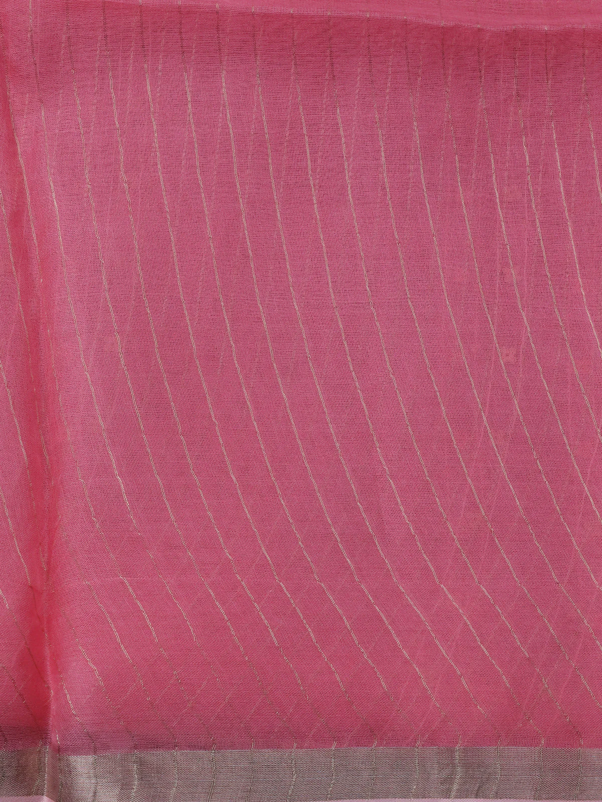 Peach Pink Muslin Organza Saree - Image 4