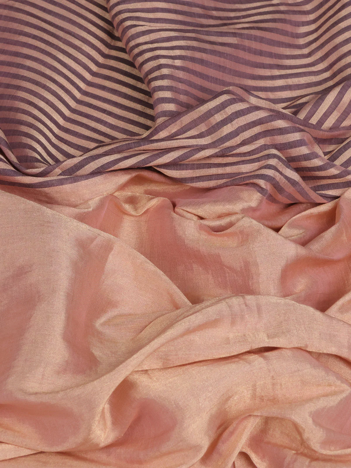 Peach -Pink Tissue Silk Saree With Embroidered Readymade Blouse - Image 3