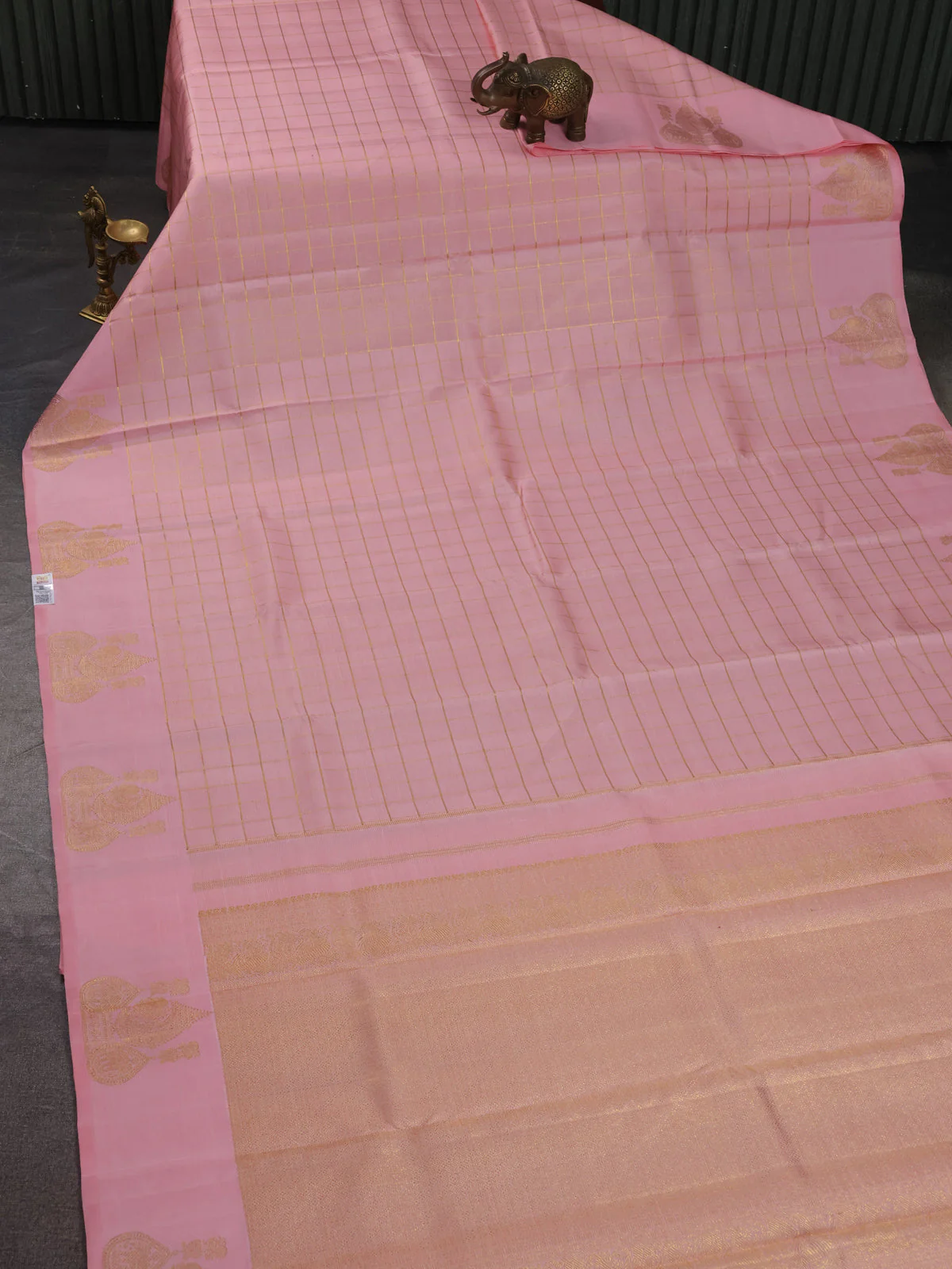Peach Pure Kanchipuram Silk Saree - Image 2