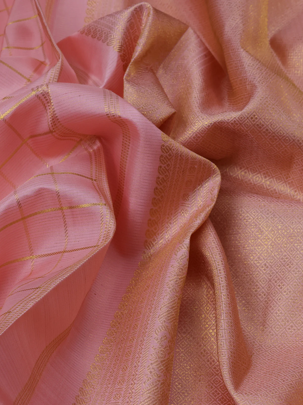 Peach Pure Kanchipuram Silk Saree - Image 3