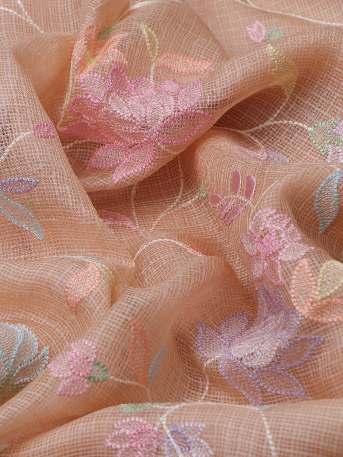Peach Shade Silk Kota Saree - Image 3