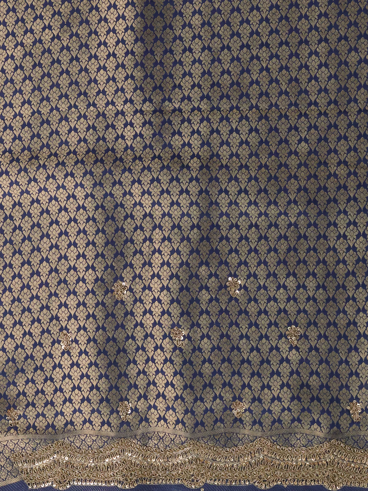 Peacock Blue Banarasi Silk Saree With Brocade Zari Weaves & Embroided Border - Image 4
