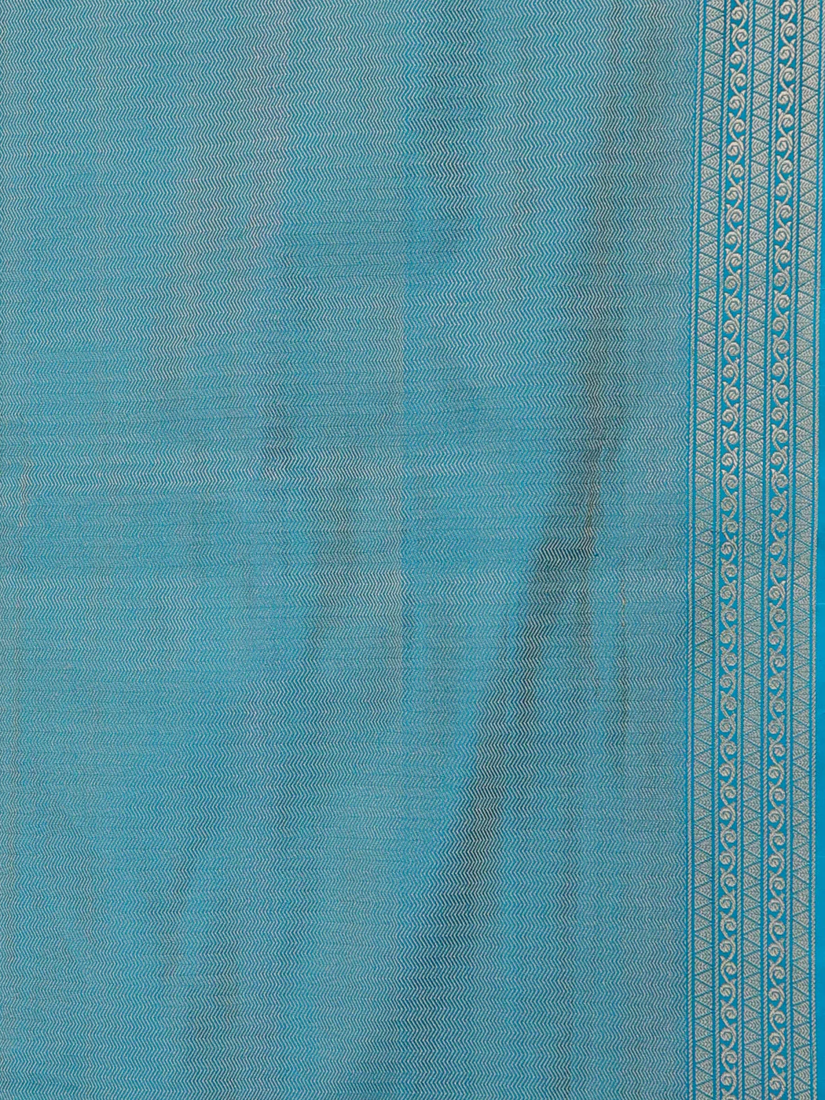 Peacock Blue Banarasi Tanshoi Silk Saree - Image 3