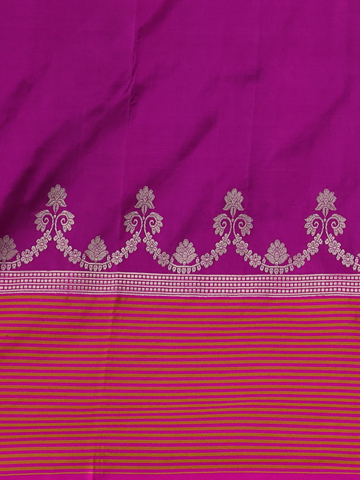 Peacock Blue-Pink Banarasi Tussar Silk Saree - Image 4