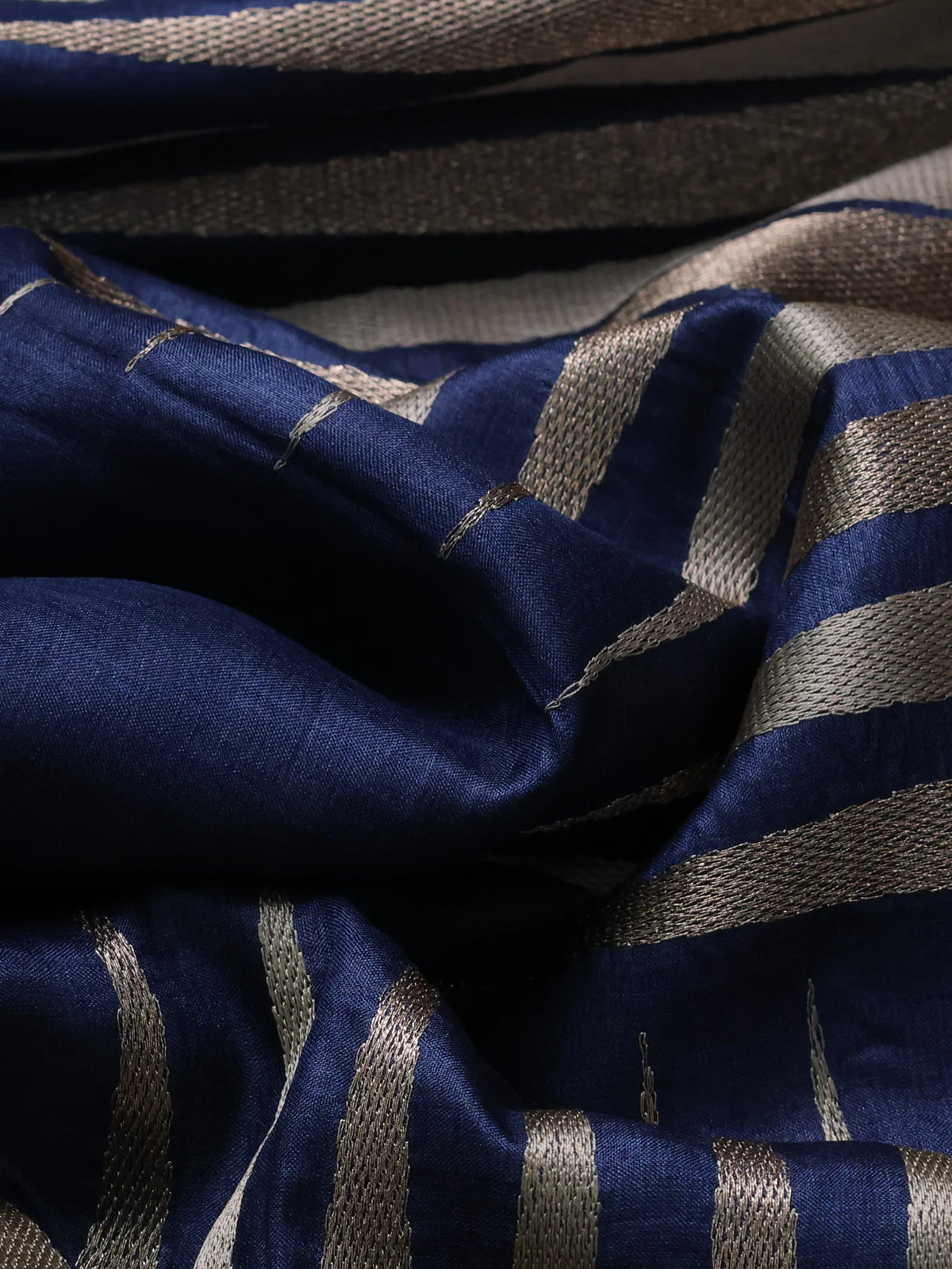 Peacock Blue Tussar Silk Saree - Image 3