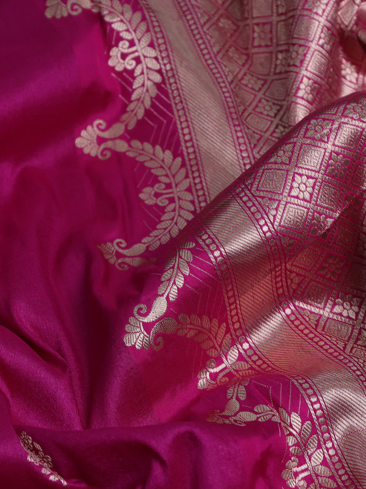 Pink Banarasi Tussar Silk Saree - Image 3