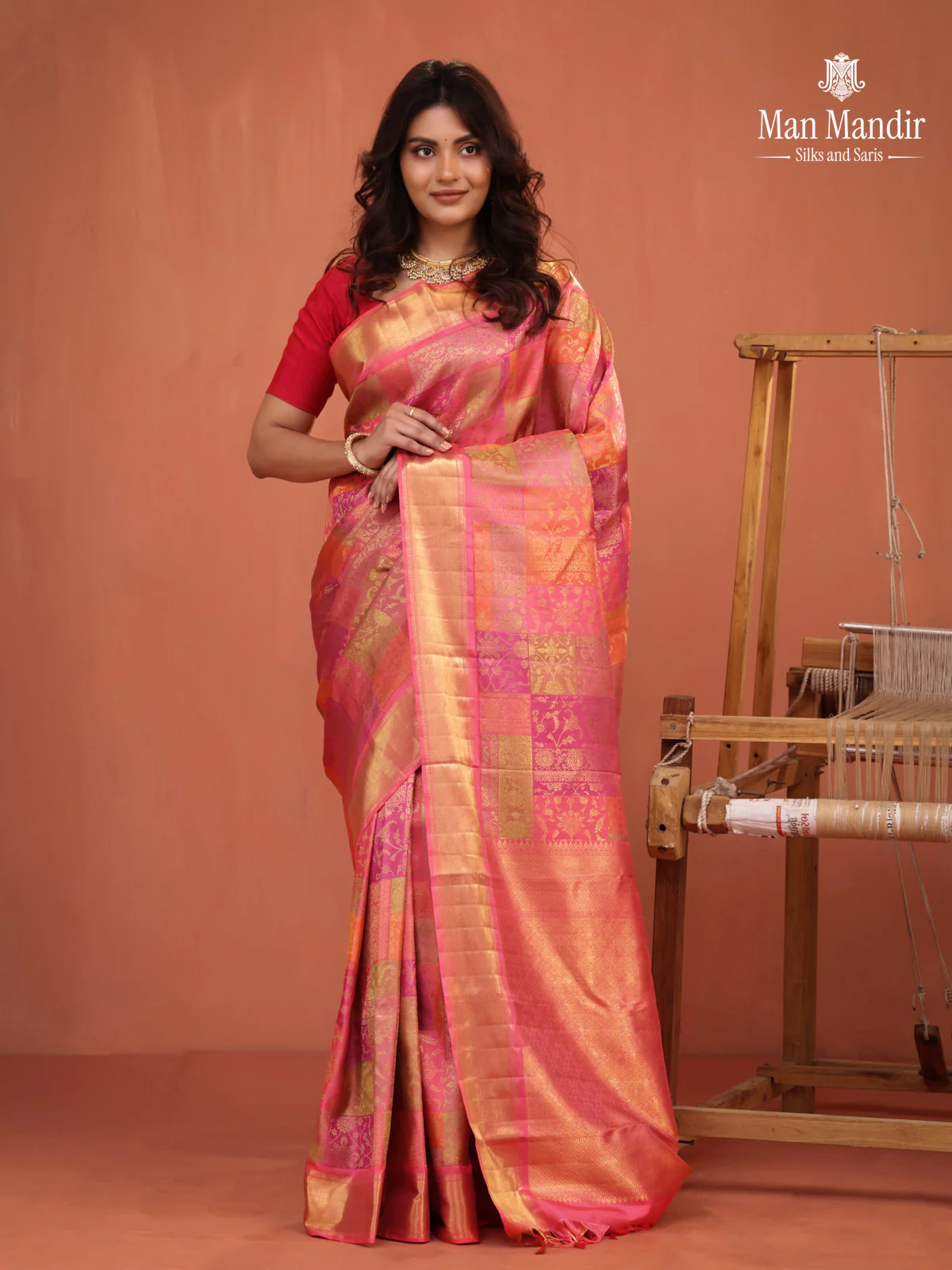 Pink Kanchipuram Silk Saree - Image 2