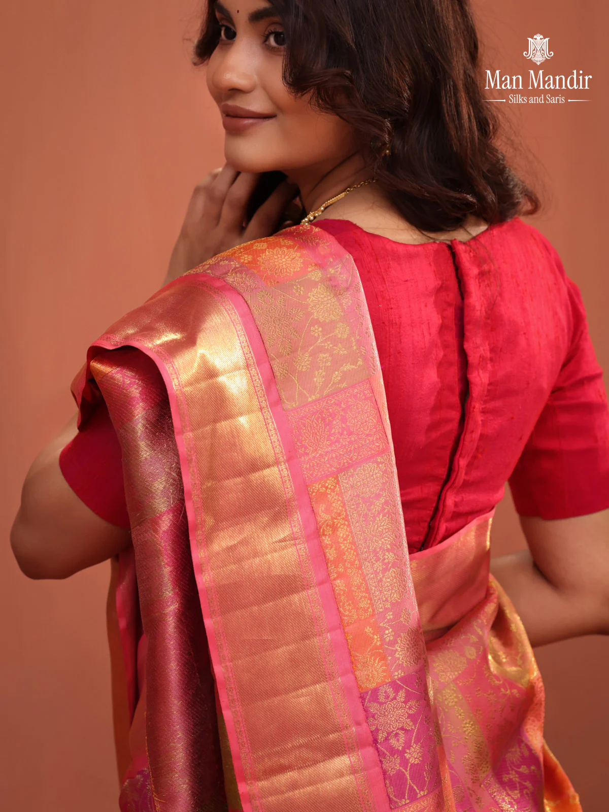 Pink Kanchipuram Silk Saree - Image 4