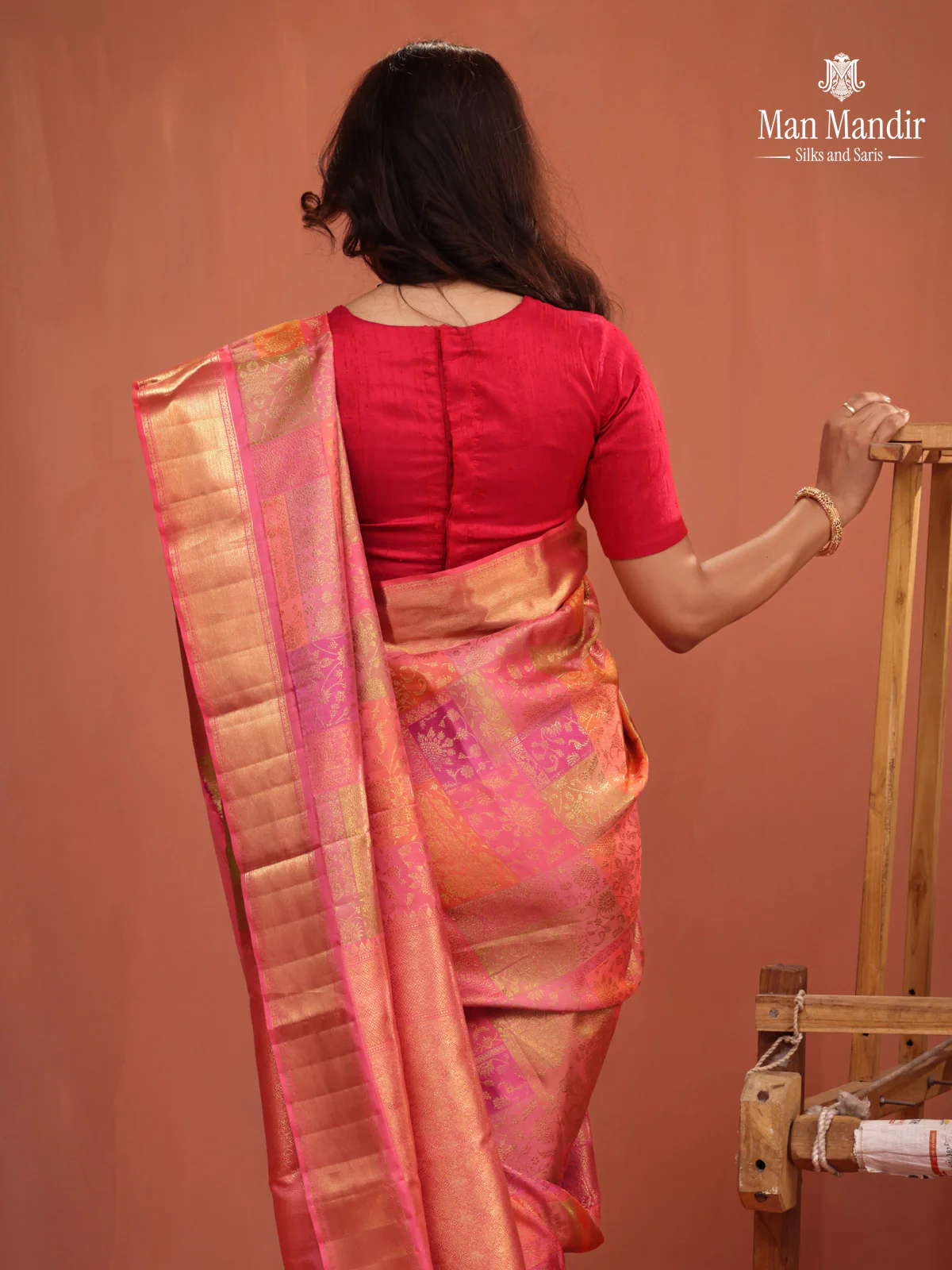 Pink Kanchipuram Silk Saree - Image 5
