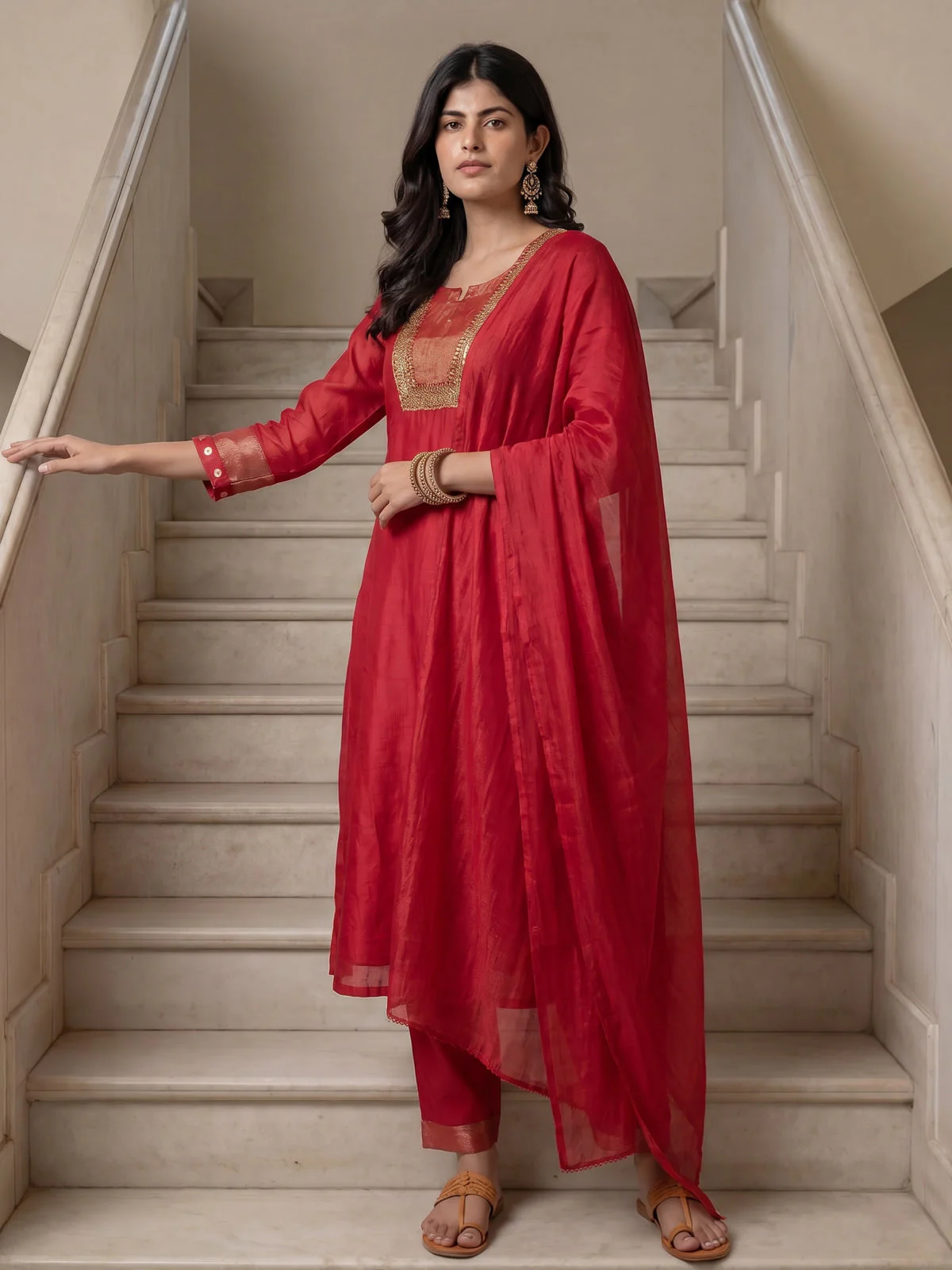 Pink Mul Chanderi Anarkali Suit - Image 2