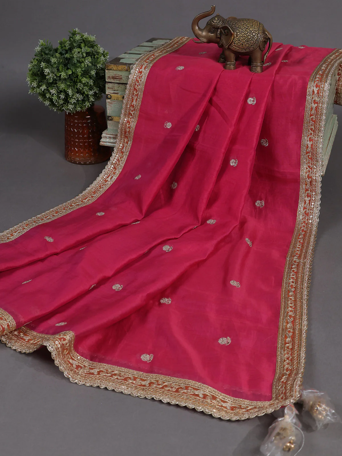 Pink Mul Chanderi Semi Stitched Suit - Image 3