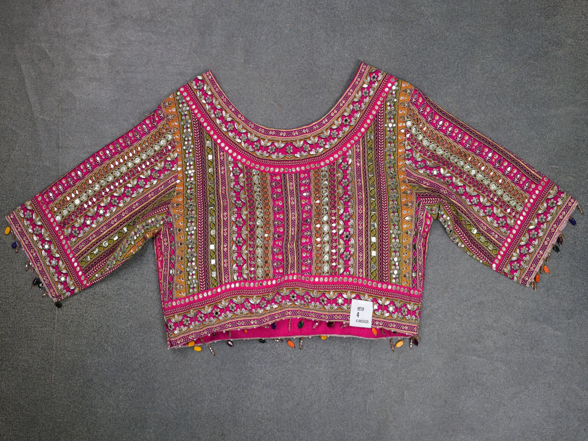 Pink Organza Silk Saree - Embroidery Readymade Blouse - Image 4