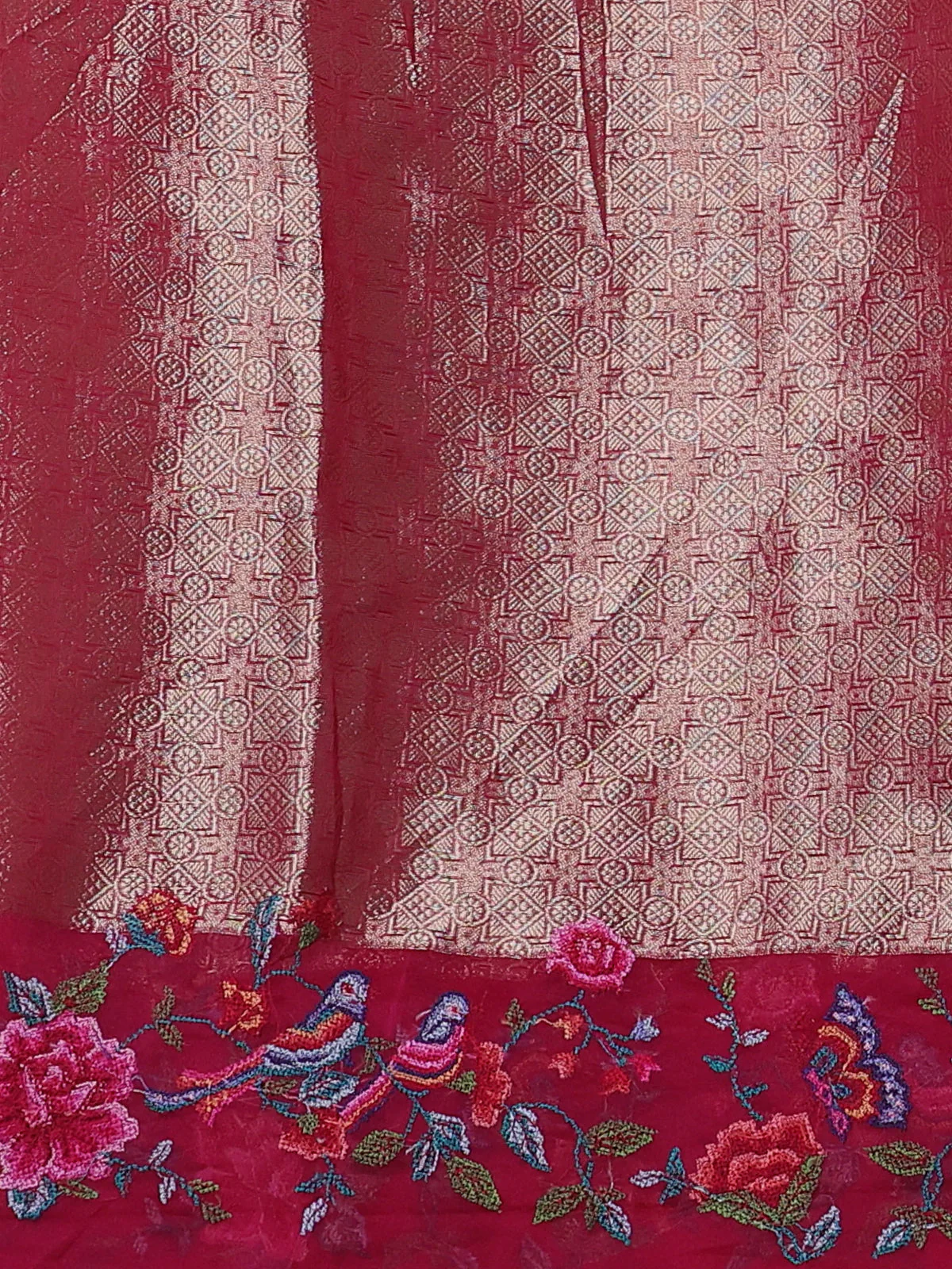 Pink Organza Silk Saree - Image 3