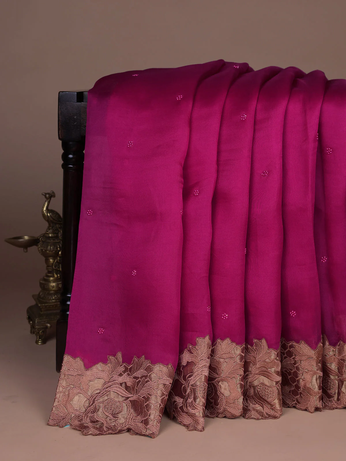 Pink Organza Silk Saree - Image 2