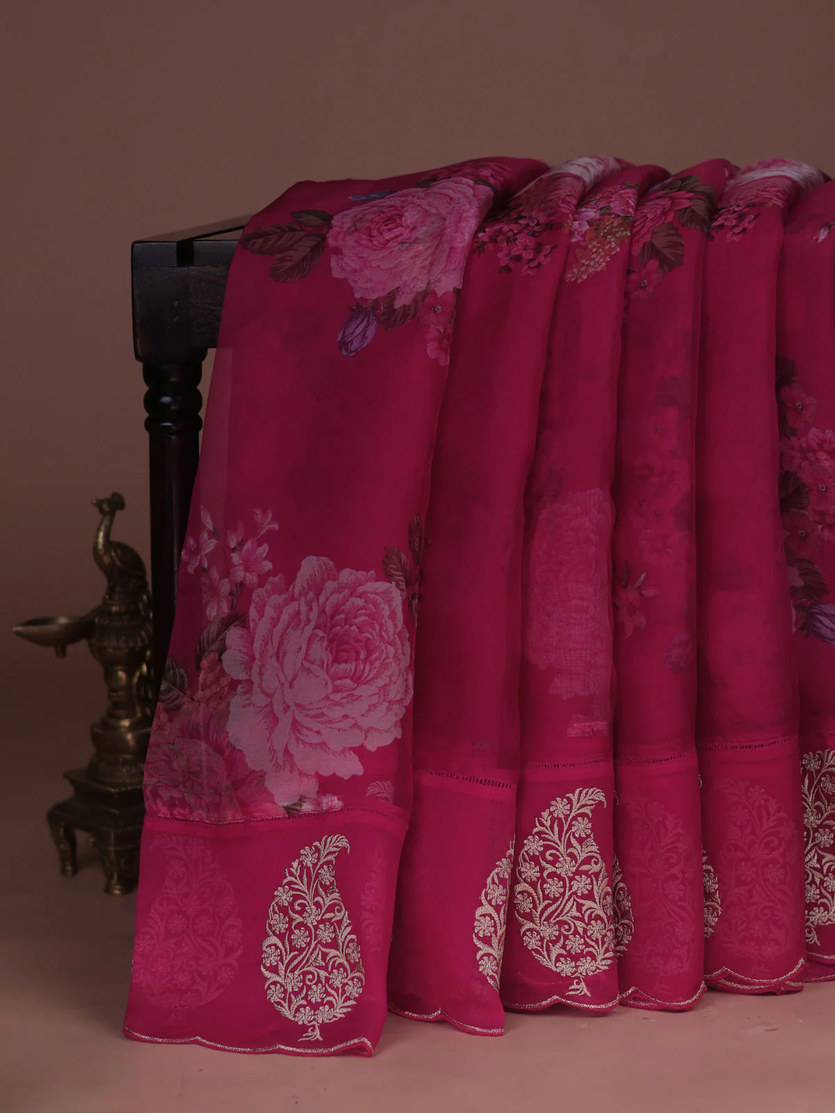 Pink Organza Silk Saree - Image 2