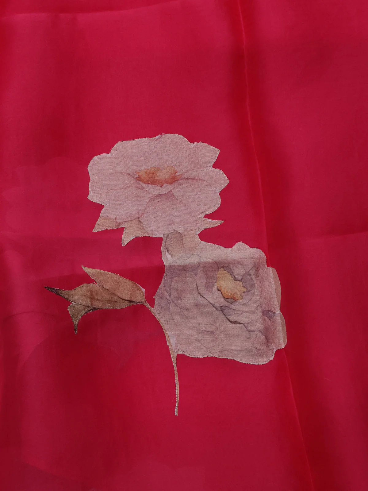Pink Pure Organza Silk Saree With Applique Work - Image 4
