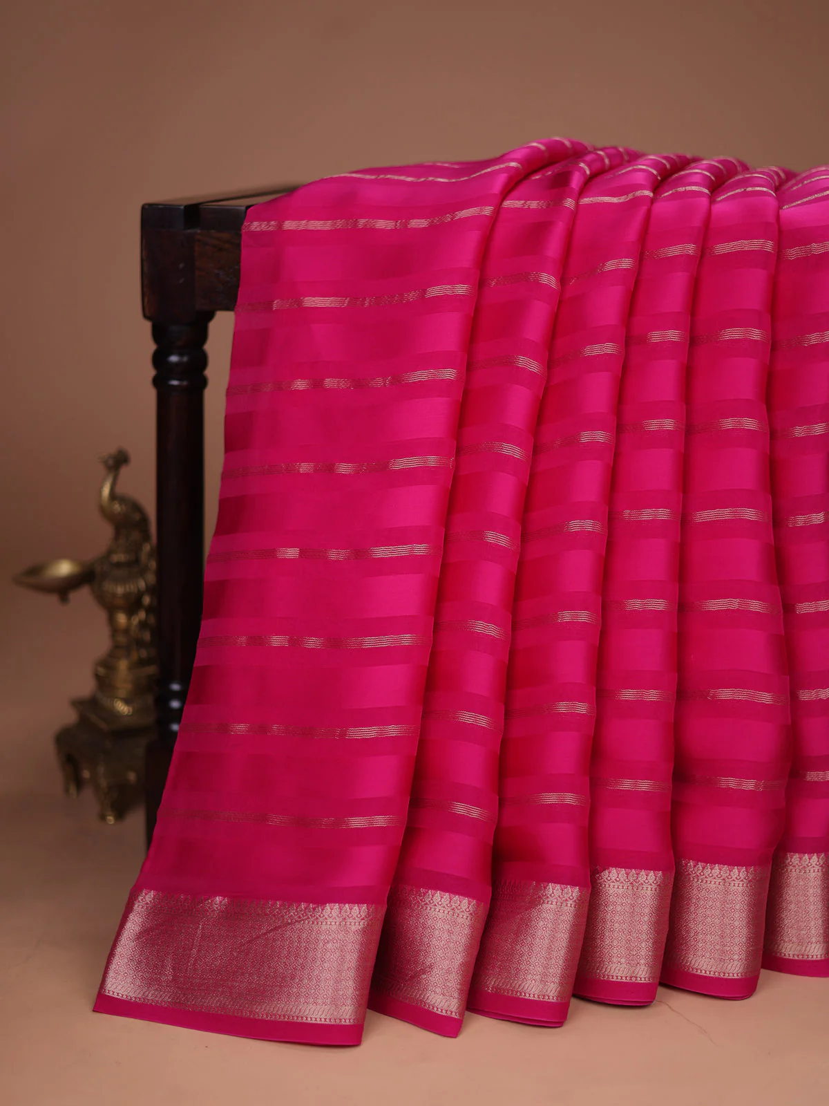 Pink Satin Organza Silk Saree With Embroidered Readymade Blouse - Image 2