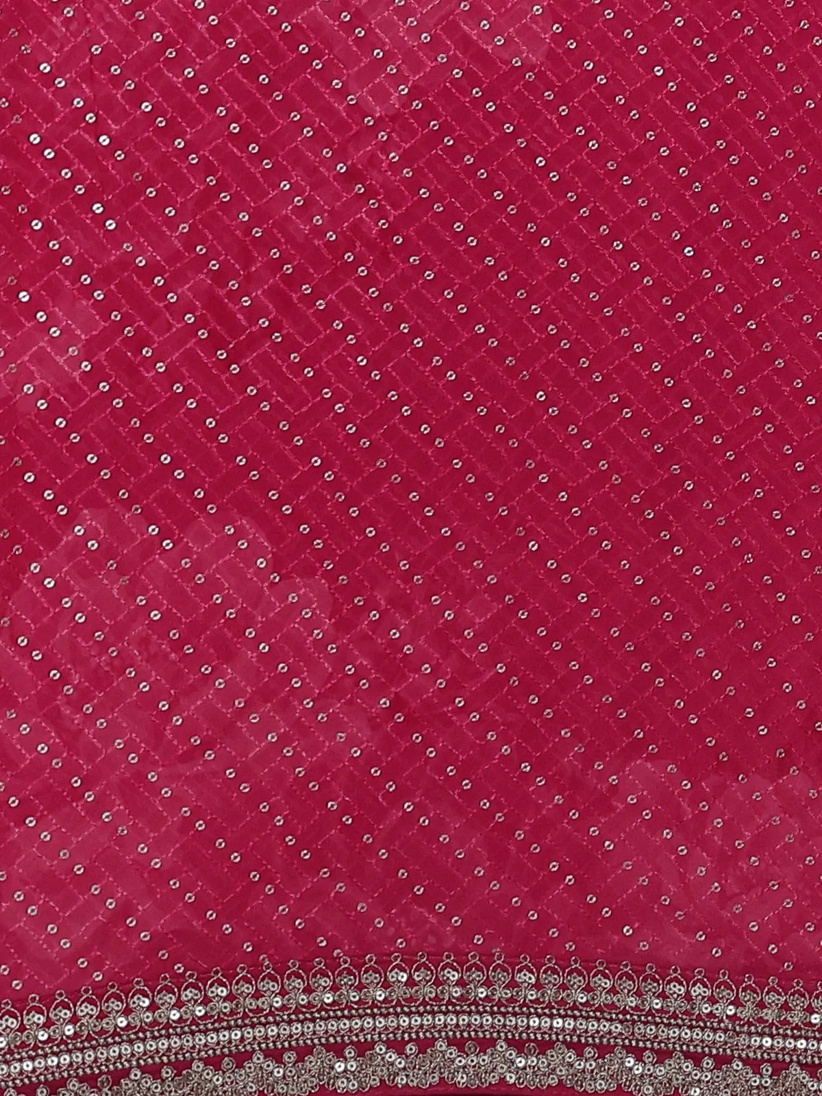 Pink Sequin Embroidered Georgette Saree - Image 3