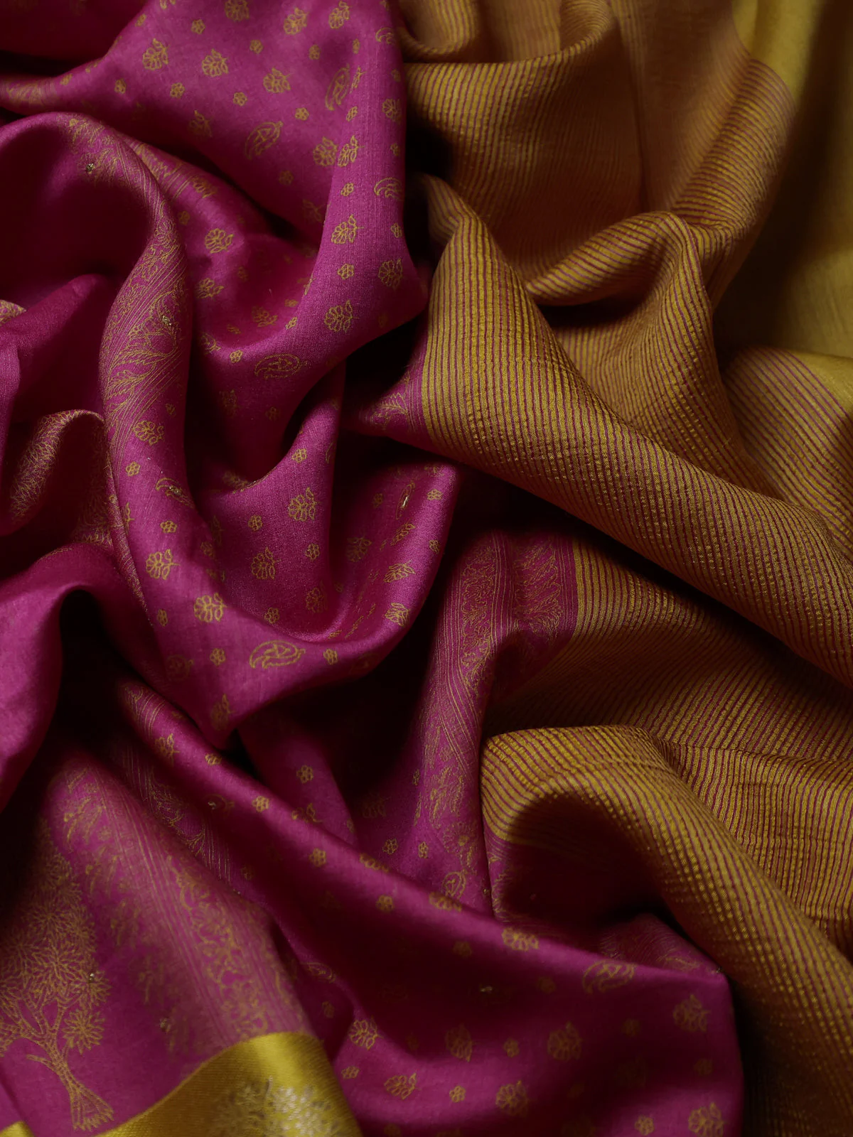 Pink Tussar Silk Saree - Image 3
