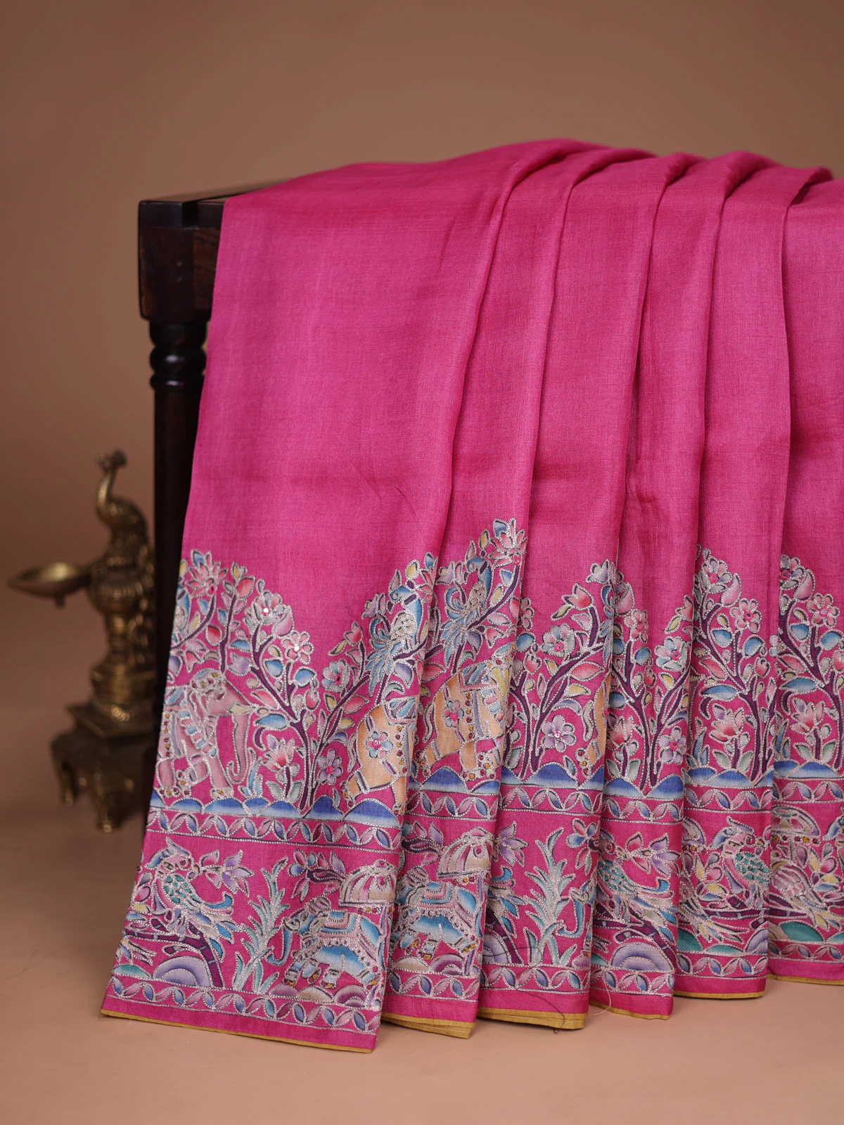 Pink Tussar Silk Saree - Image 2