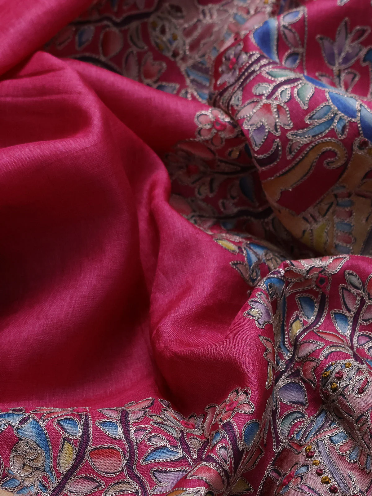 Pink Tussar Silk Saree - Image 3