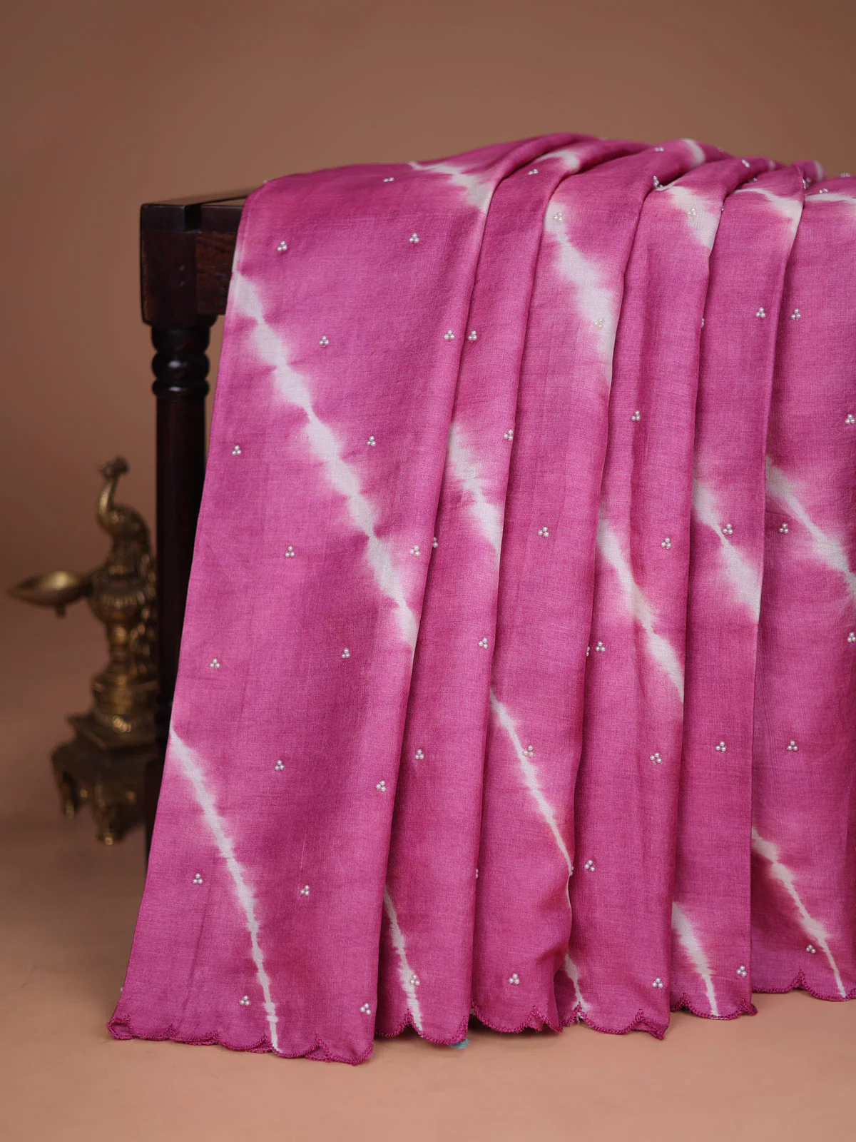 Pink Tussar Silk Saree - Image 2