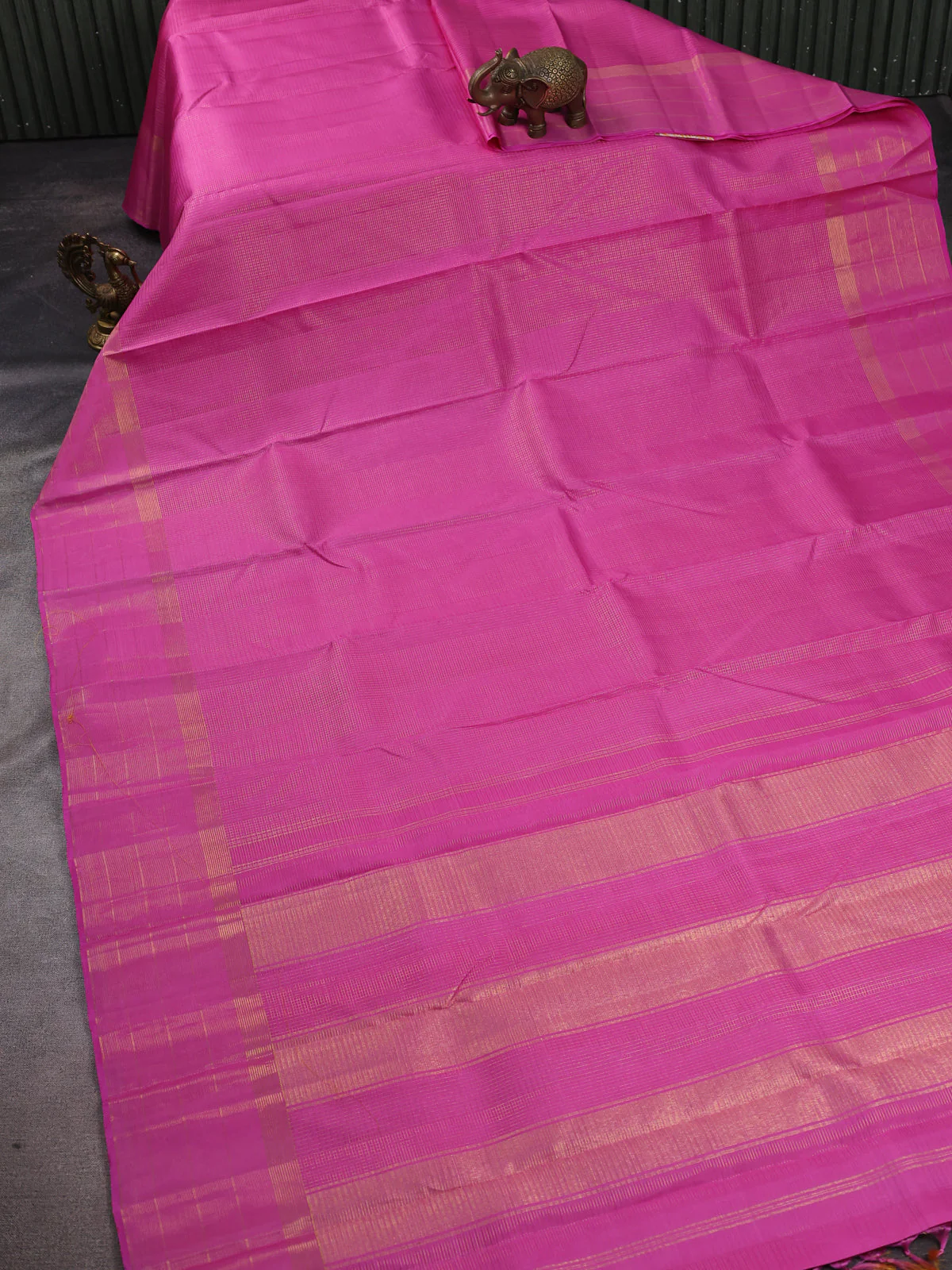 Pink - Yellow Kanchipuram Silk Saree - Image 2