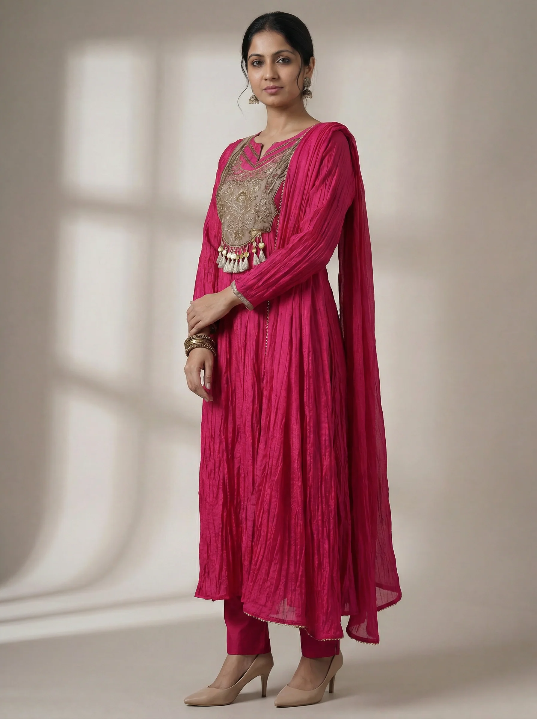 Pink Zardosi Embroidered Silk Anarkali Suit - Image 3
