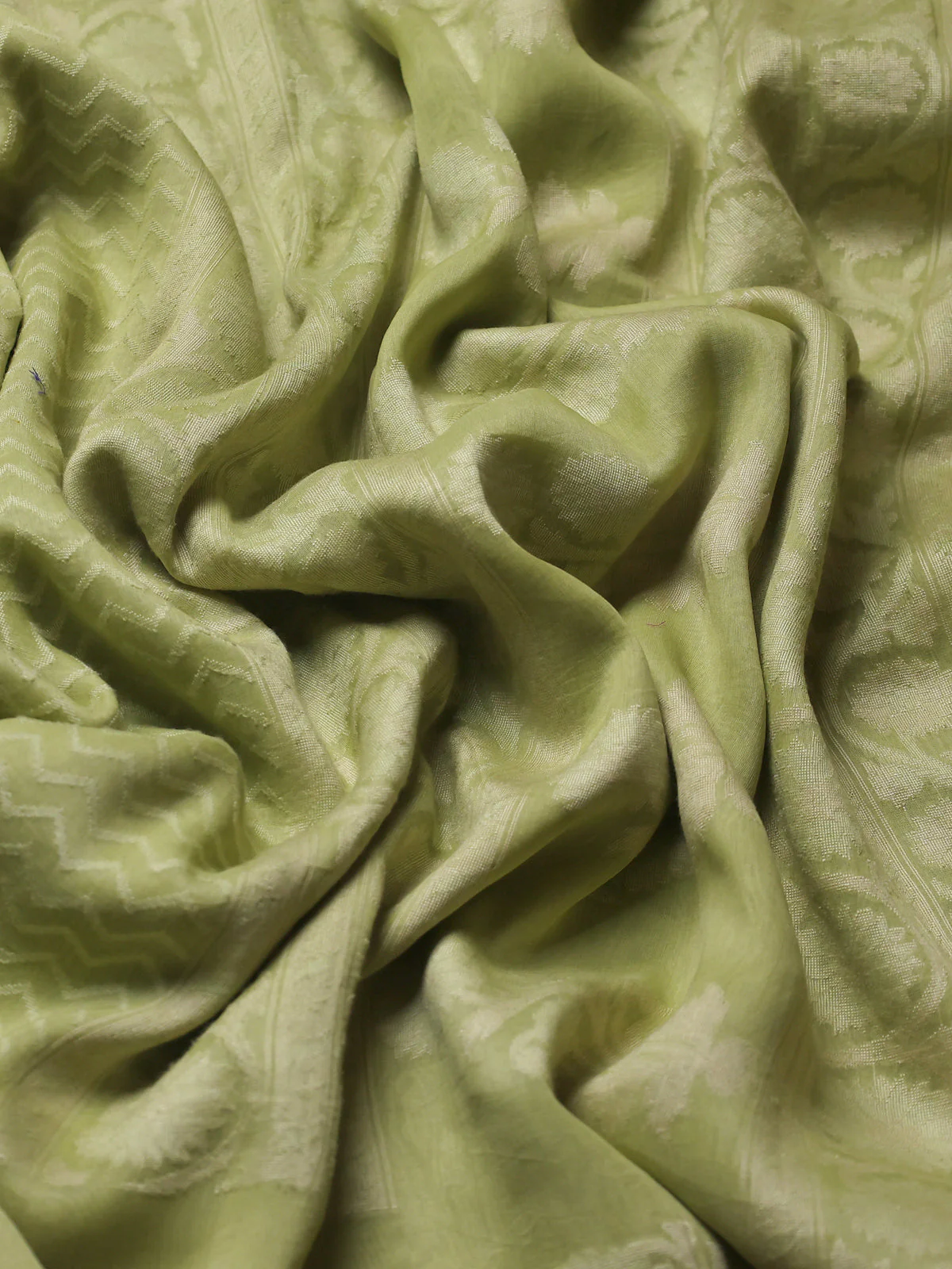 Pista Green Banarasi Cotton Saree - Image 3