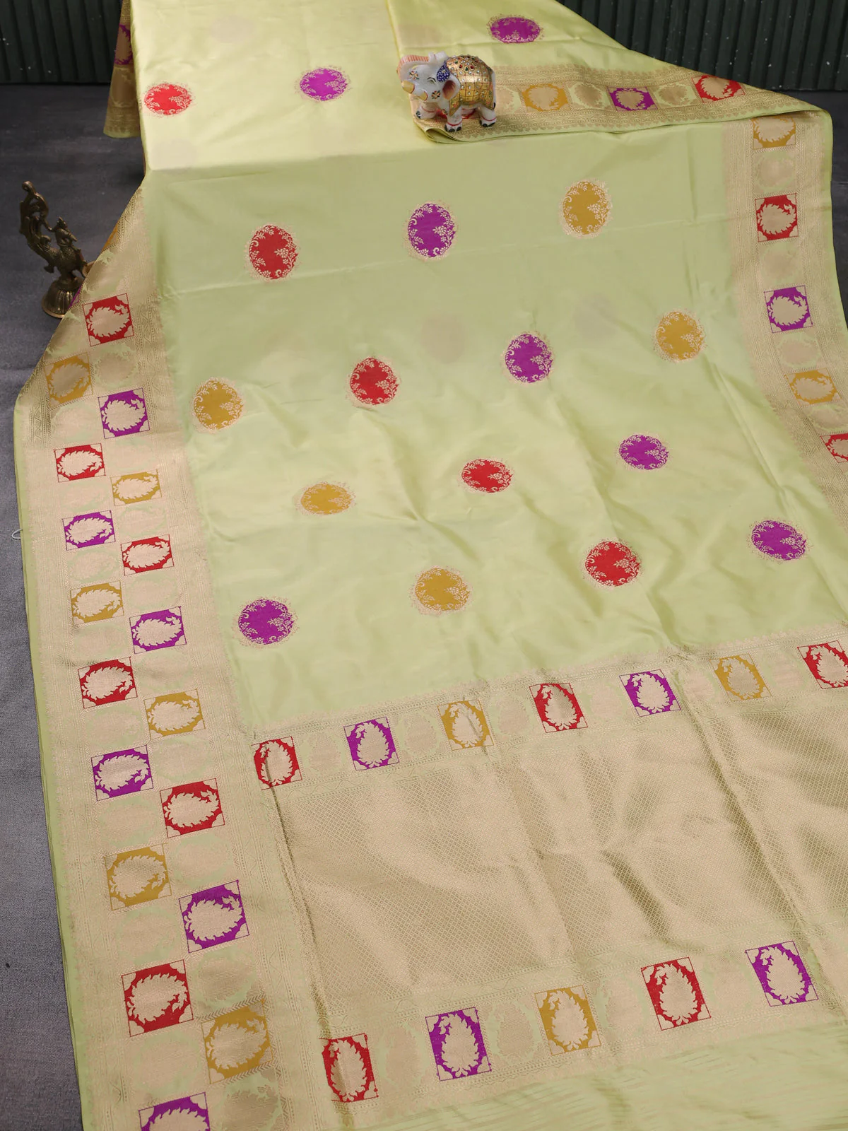 Pista Green Banarasi Silk Saree - Image 2