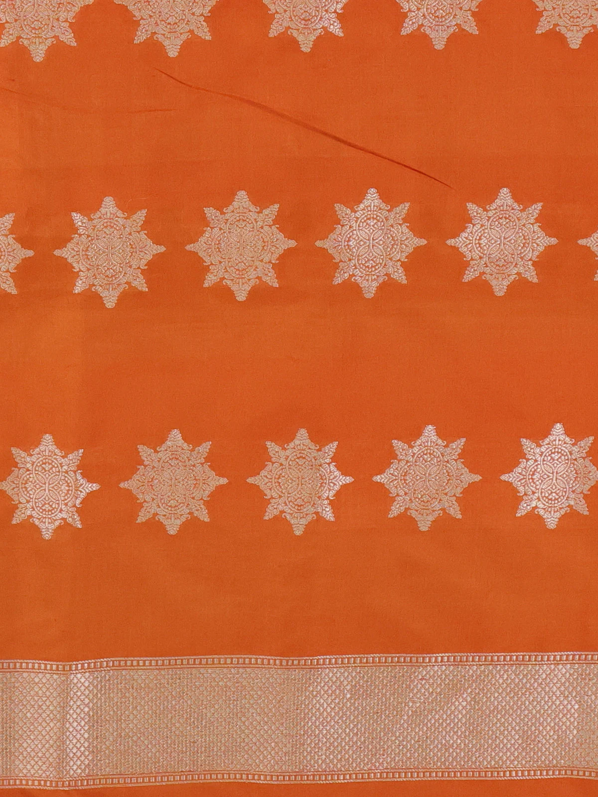 Pista Green-Orange Banarasi Silk Saree - Image 3