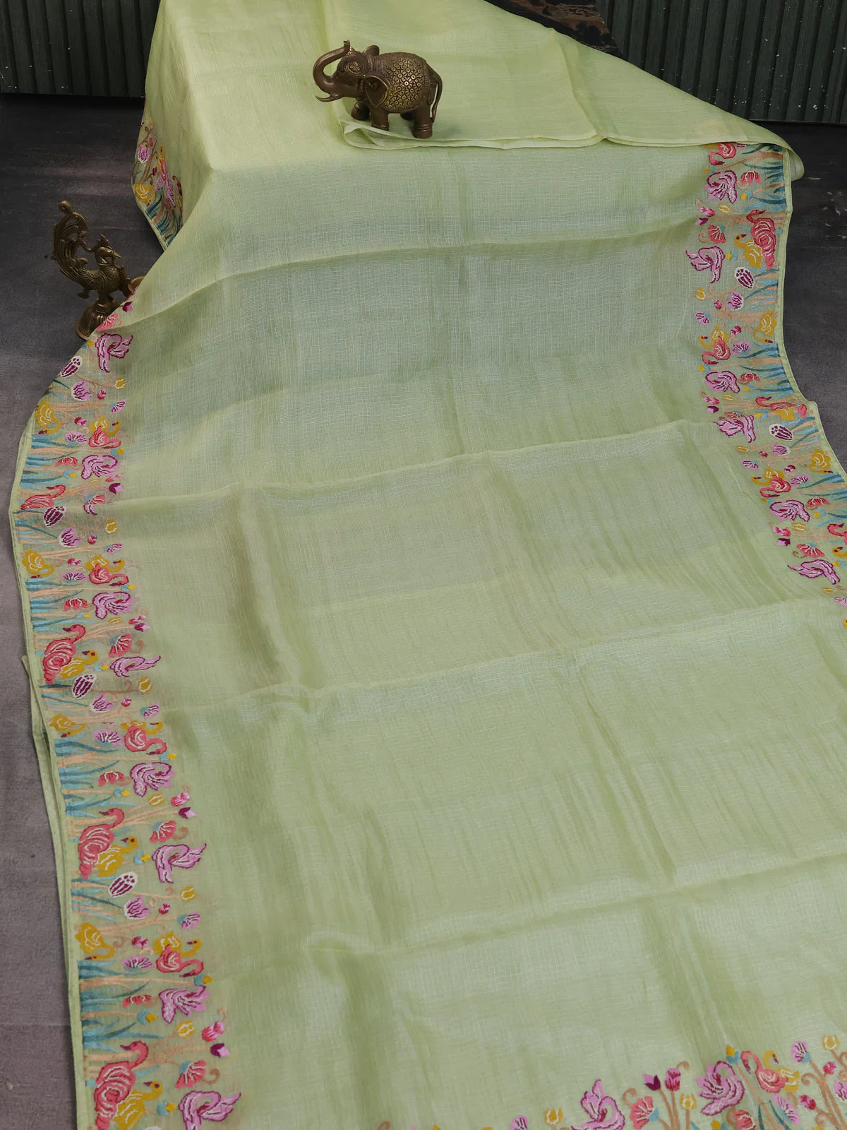 Pista Green Silk Kota Saree - Image 2