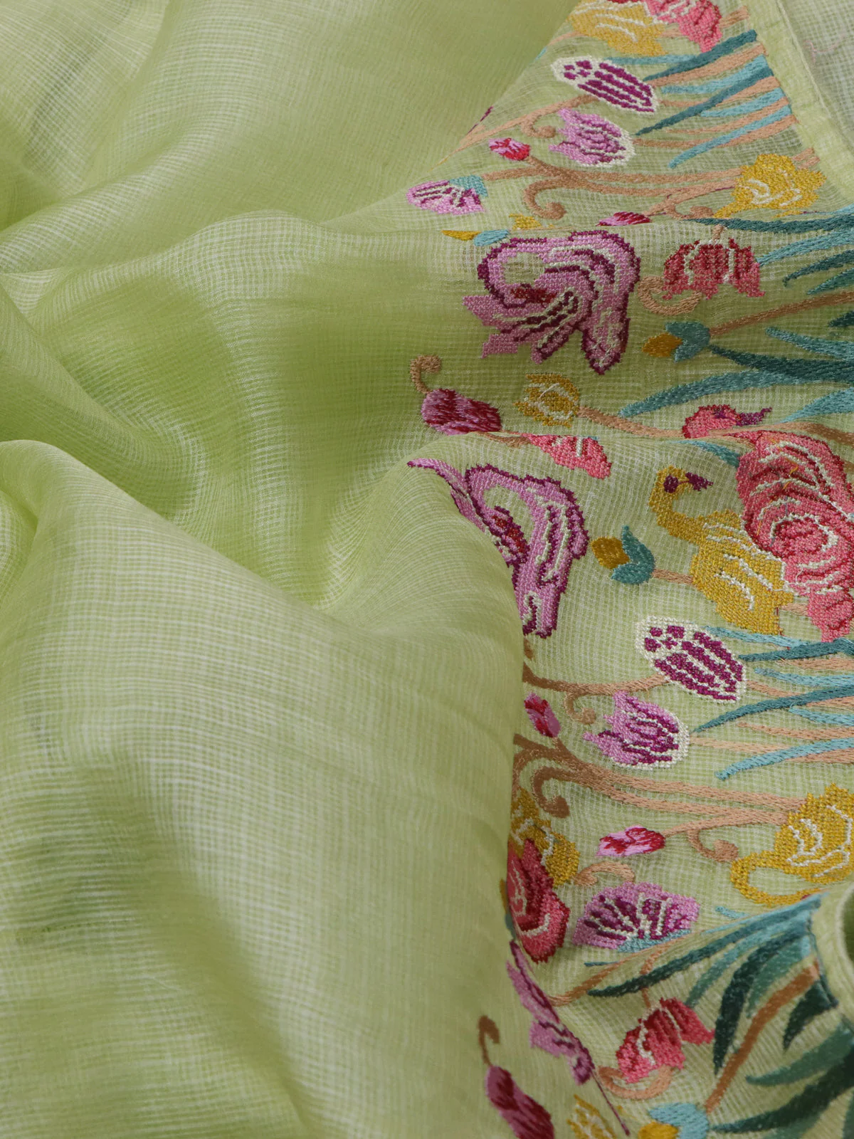 Pista Green Silk Kota Saree - Image 3