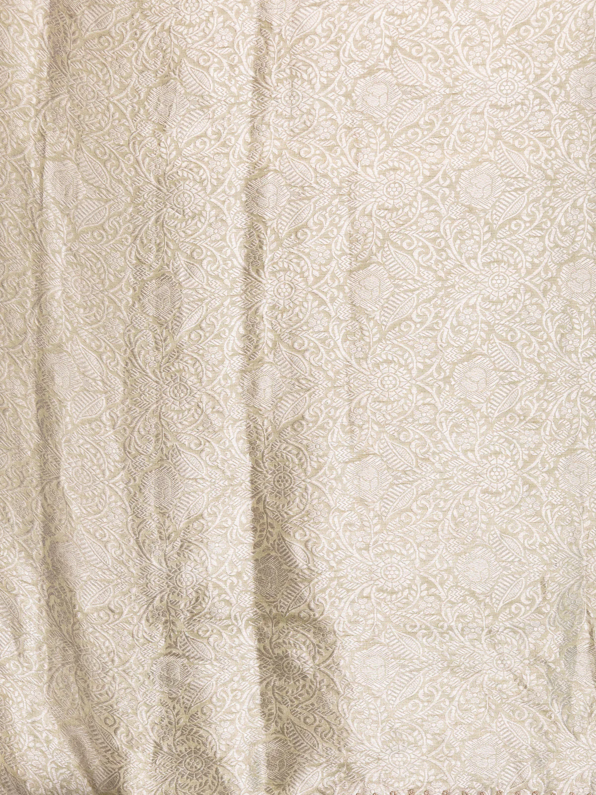Pista Green Tissue Silk Unstitched Suit with Heavy Zari - Image 4
