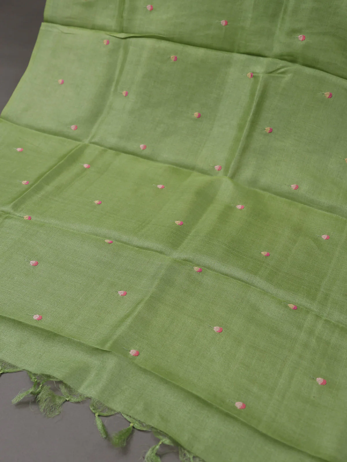 Pista Green Tussar Silk Unstitched Suit - Image 3