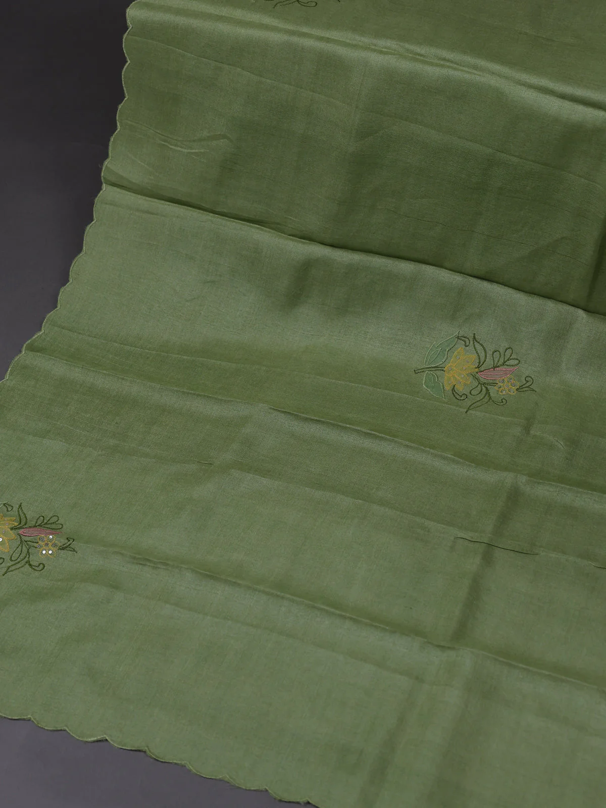 Pista Green Tussar Silk Unstitched Suit - Image 3